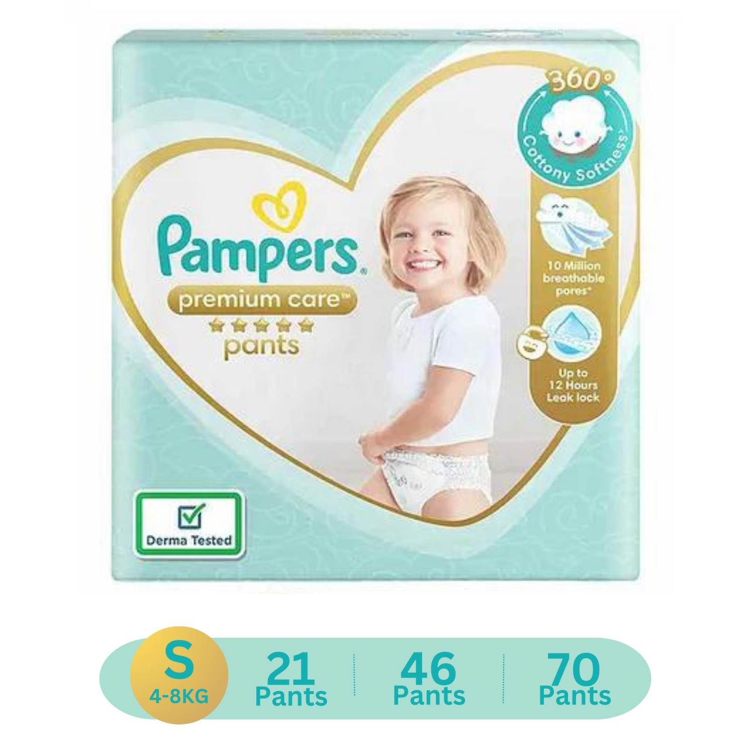 Pampers Premium Care Pants, Small size baby diapers (SM) Softest ever pants SMILE BABY