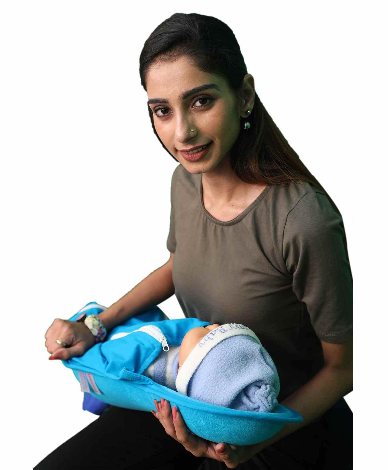 2-in-1 HOOPA Hooded Feeding Pillow L.Blue, Feeding Pillow with Cover, Nursing  pad with Baby Cover, Hoopa