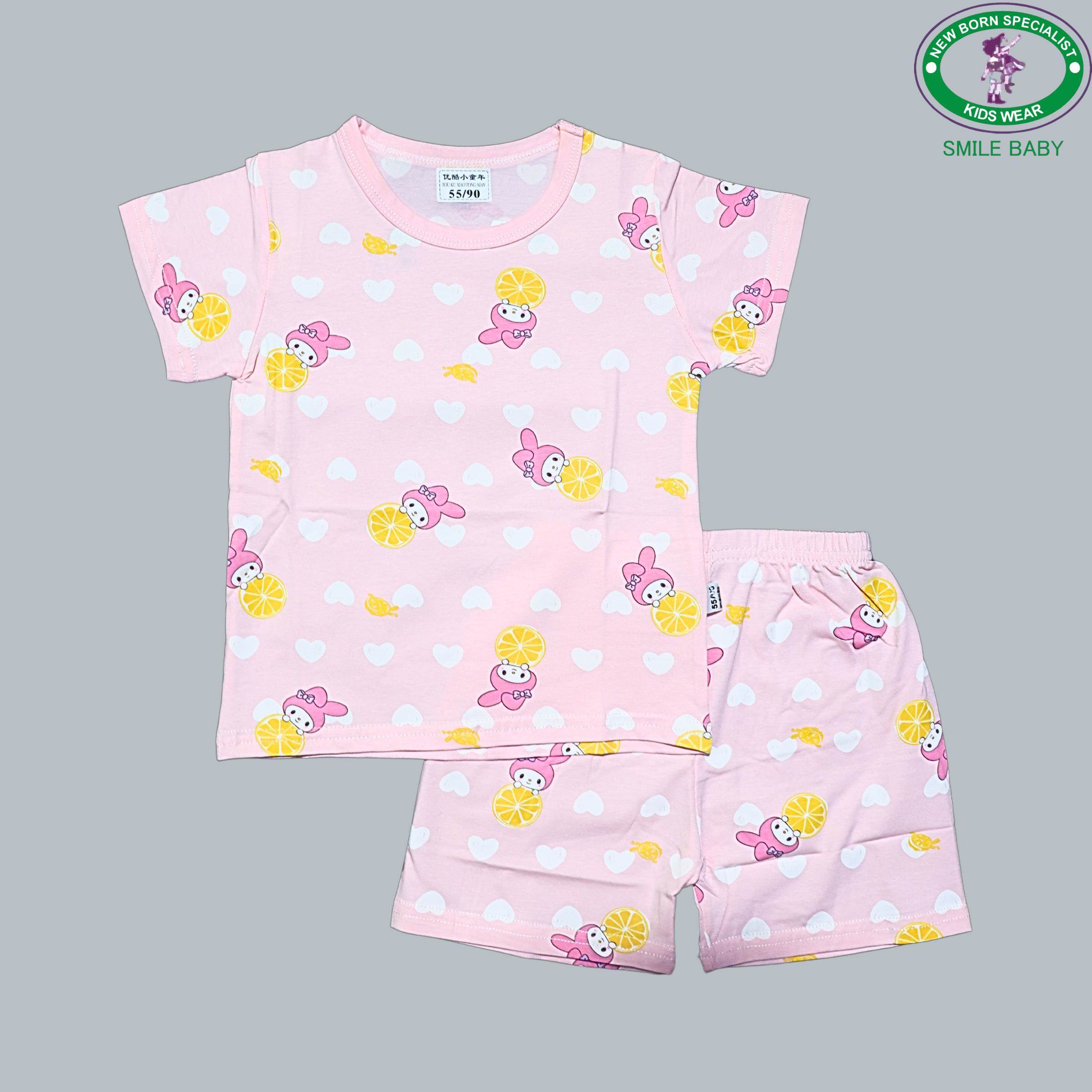 Casual Cotton Summer Regular Fit t-shirt Top and Shorts Kids Nightsuit for  Baby Girls (ORG KURMI) :: SMILE BABY