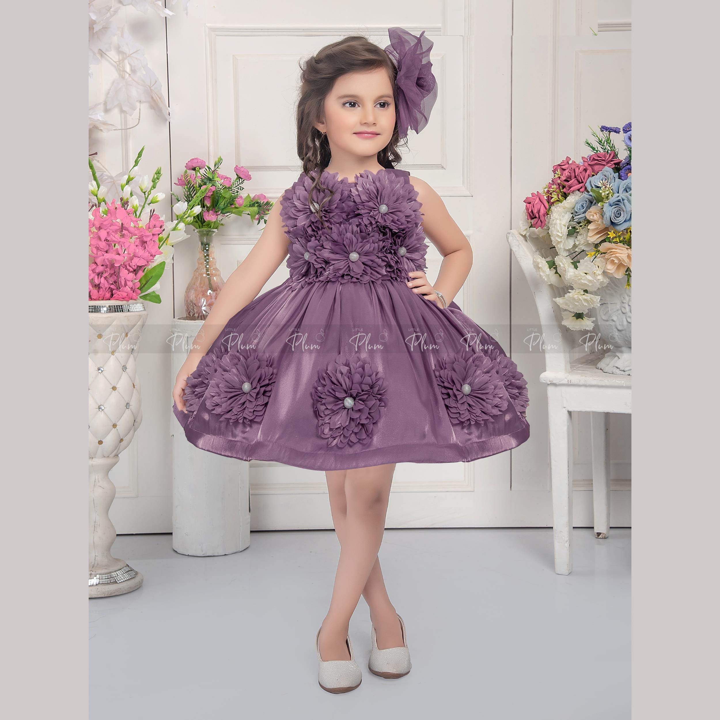 SMILE BABY GIRLS FULL FRILL PATTERN PARTY FROCK 256 – WINE :: SMILE BABY