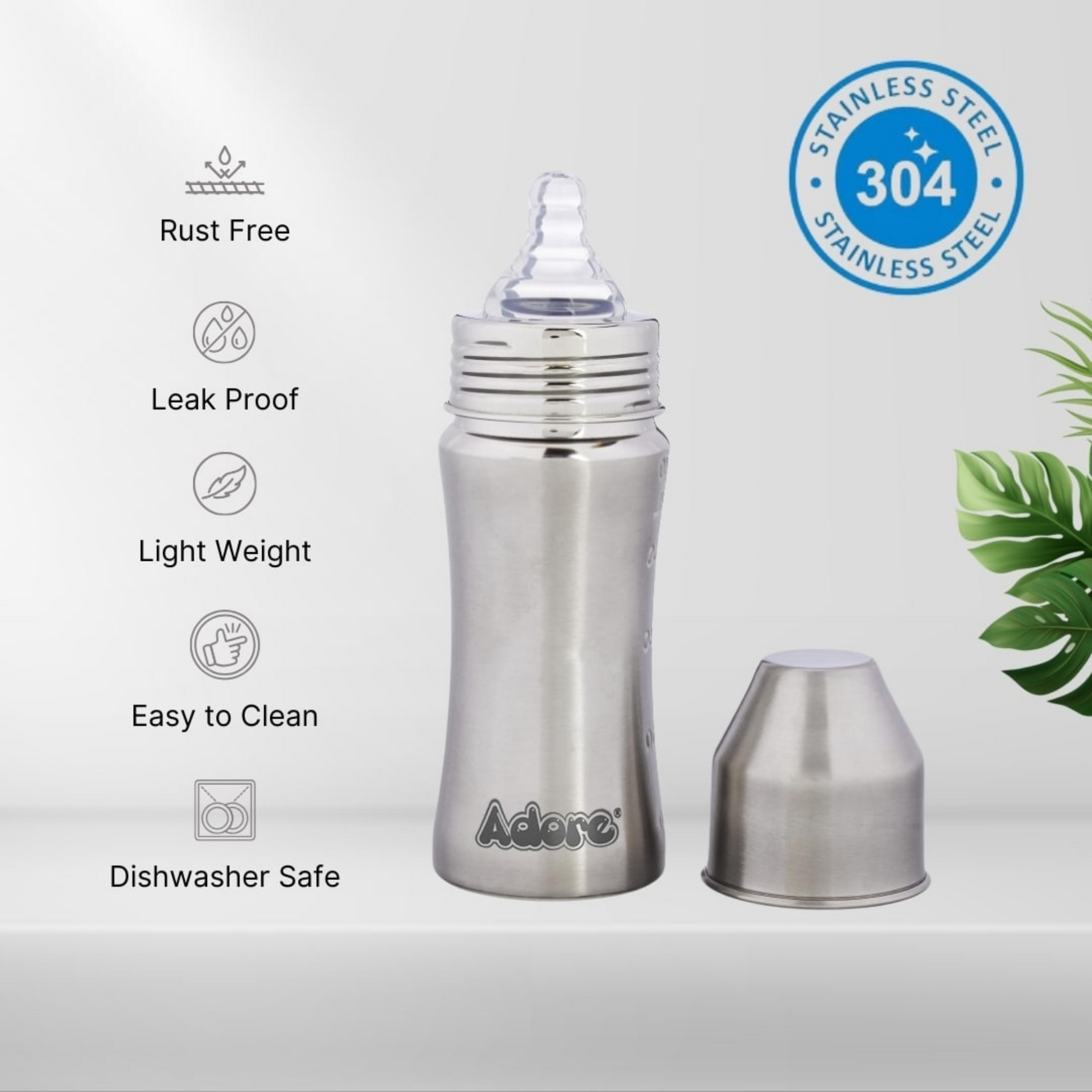 Adore Zion! Stainless Steel feeding bottlw with anti-colic teat 250ml