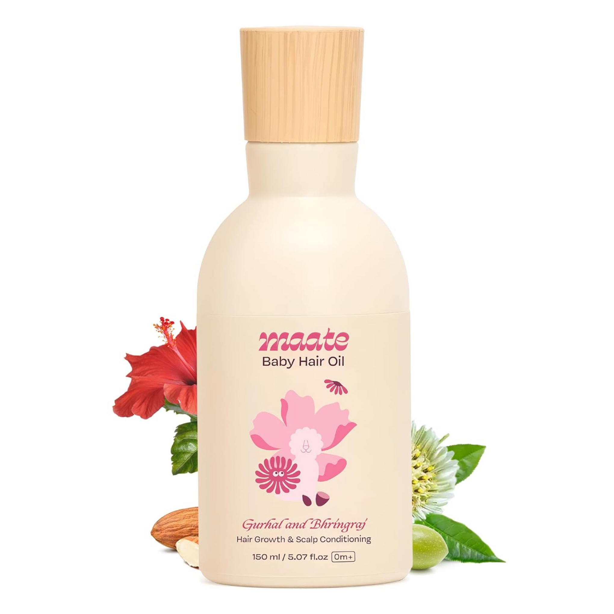 Maate Baby Hair Oil | Enriched With Hibiscus, Bhringraj & Vitamin Rich Almond Oil | For Healthy Hair, Scalp Conditioning, Moisturizes & Soothes Hair | Baby Hair Oil 0-12 Years | Baby Hair Oil