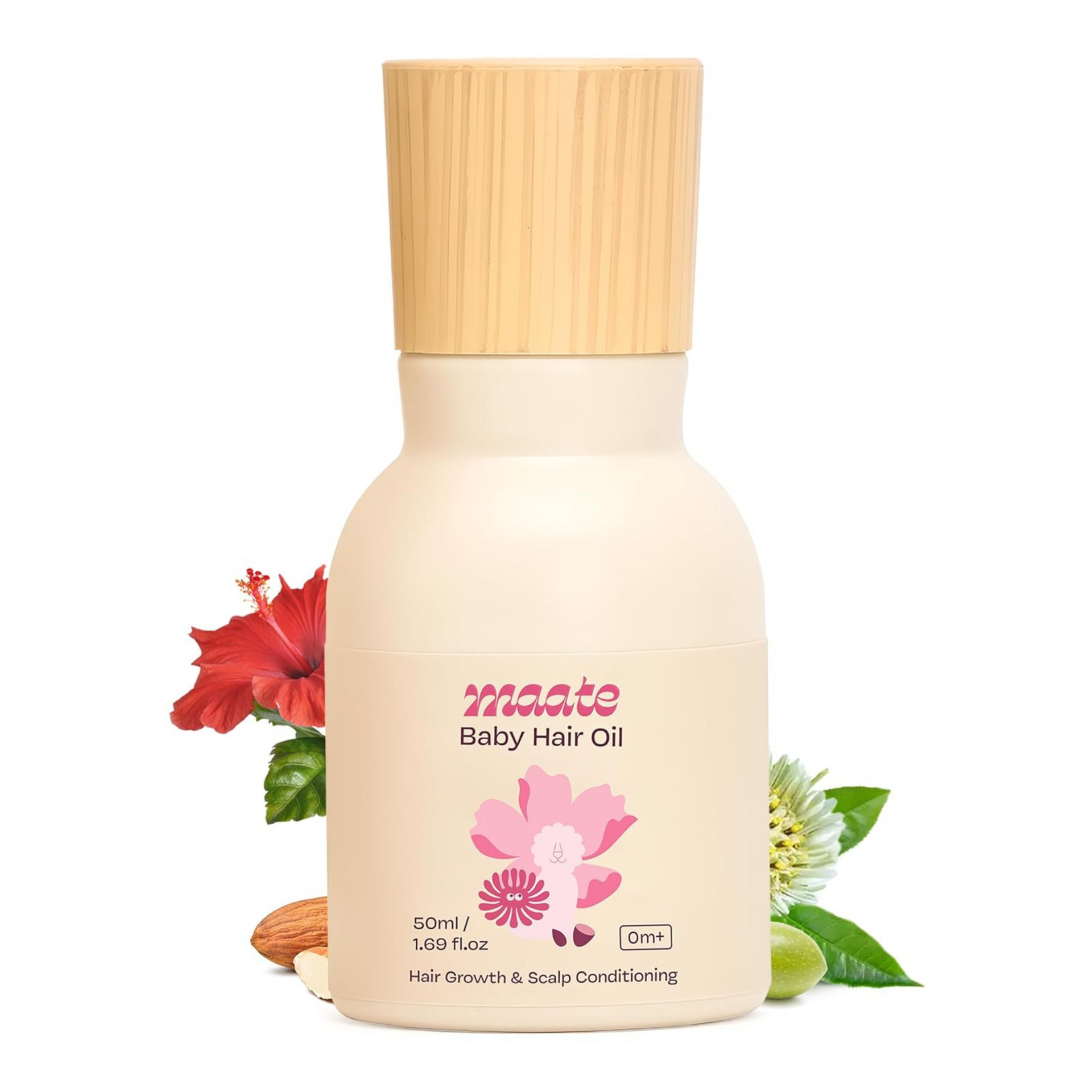 Maate Baby Hair Oil | Enriched With Hibiscus, Bhringraj & Vitamin Rich Almond Oil | For Healthy Hair, Scalp Conditioning, Moisturizes & Soothes Hair | Baby Hair Oil 0-12 Years | Baby Hair Oil