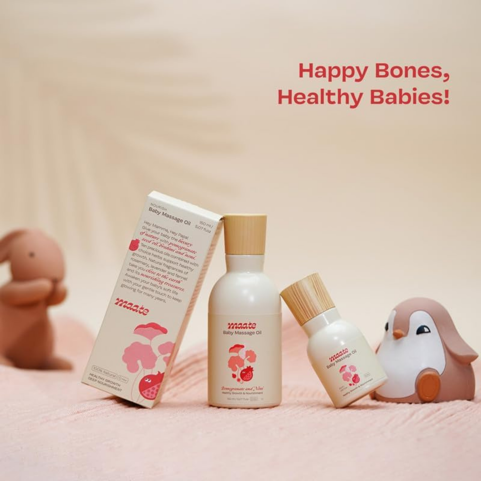 Maate Baby Massage Oil 150ml | Massage Oil for Newborn Baby & Kids | Enrich with Brahmi, Noni & Pomegranate Seed Oil | Light & Non-Sticky | Baby Massage Oil 0-12yr | Gentle Baby's Skin | Cruelty-Free