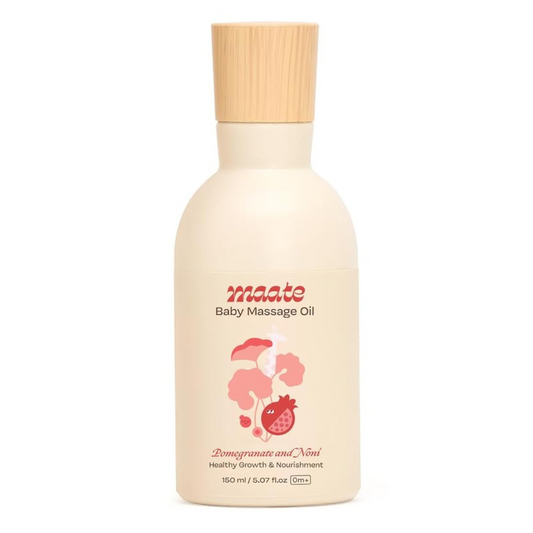 Maate Baby Massage Oil 150ml | Massage Oil for Newborn Baby & Kids | Enrich with Brahmi, Noni & Pomegranate Seed Oil | Light & Non-Sticky | Baby Massage Oil 0-12yr | Gentle Baby's Skin | Cruelty-Free