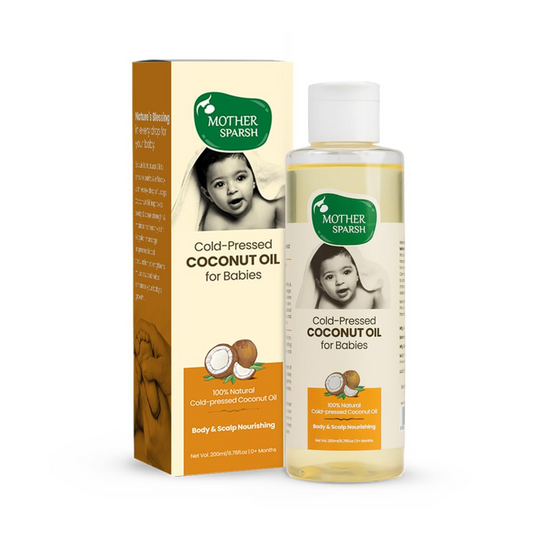 Mother Sparsh Cold Pressed Coconut Oil for Baby Massage, Skin & Hair Care | 100% Natural Baby Oil for New Born | 200ml