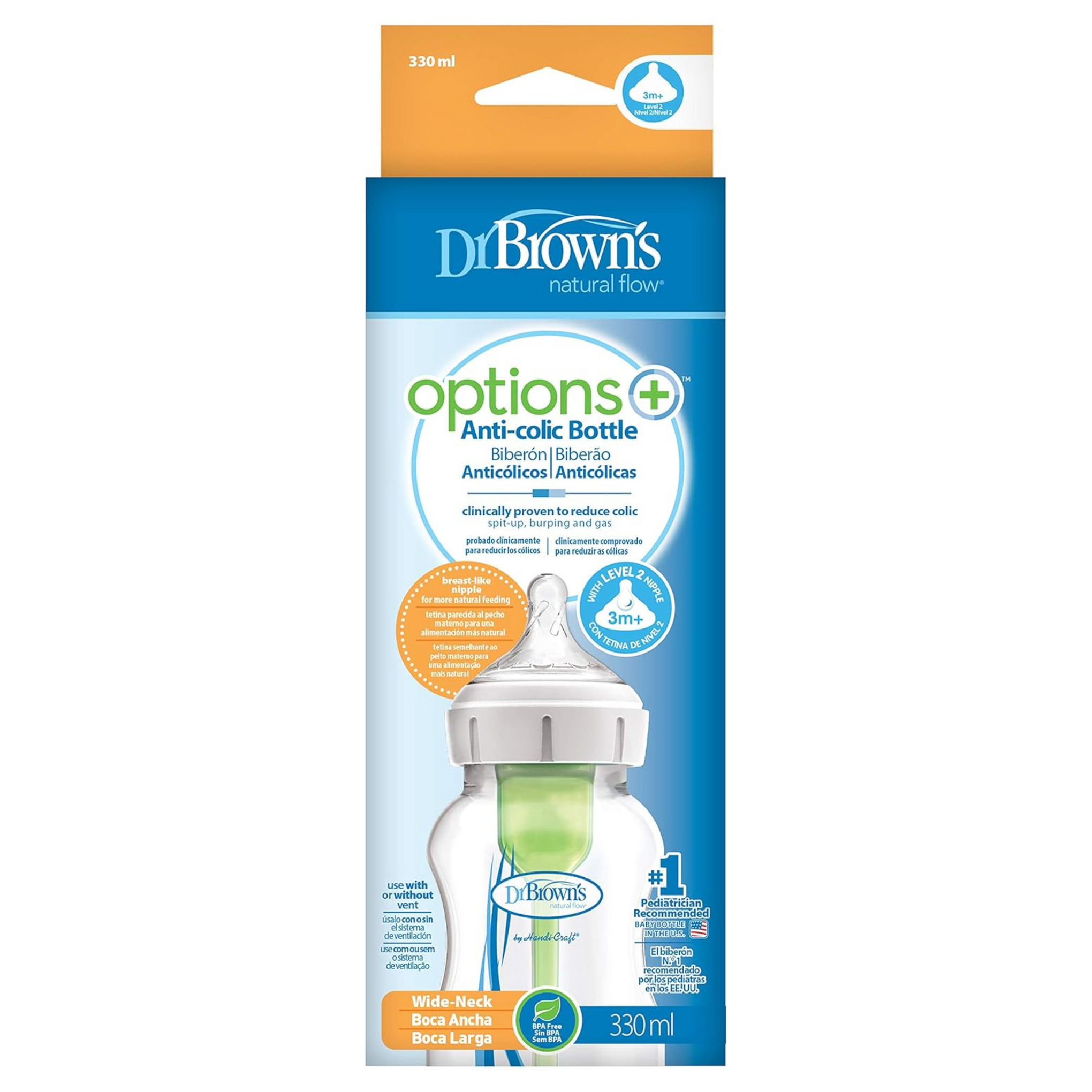 Dr. Brown'S Wb11600Spx - Wide Mouth Bottle 330Ml Pp Options+ Teat Level 2