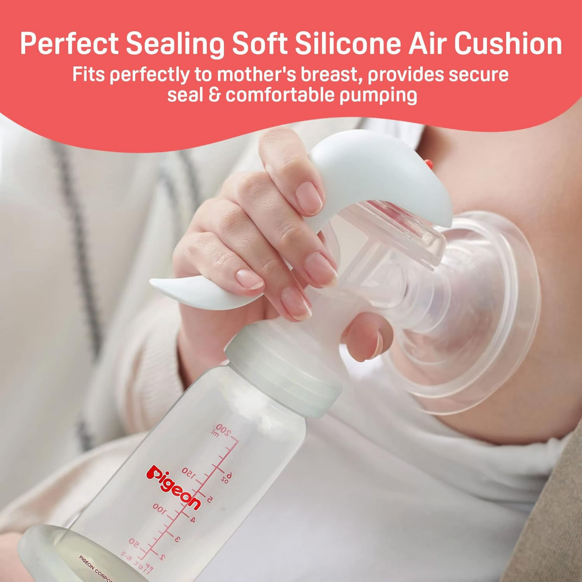 Pigeon Manual Breast Pump With PP,Less Fuss,Less Hassle,Adjustable Pumping One Hand System,BPA Free,BPS Free,200 ml