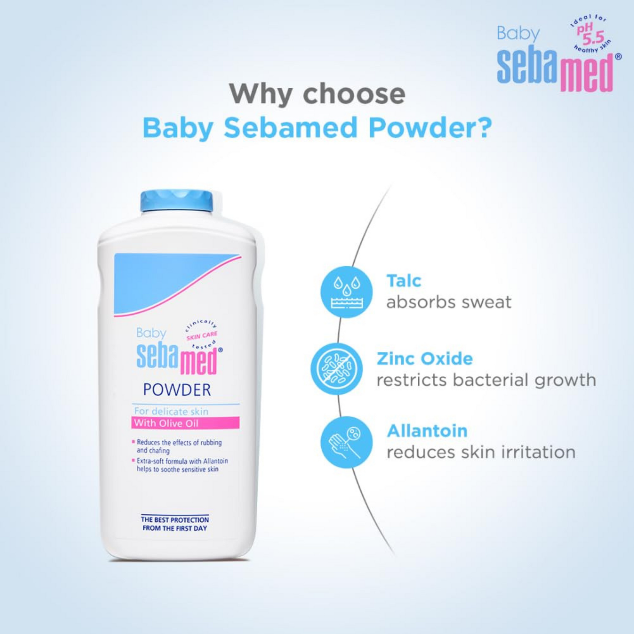 Sebamed Baby Powder | Olive Oil, Allantoin|Keeps Newborn S Skin Fresh|Absorbs Sweat