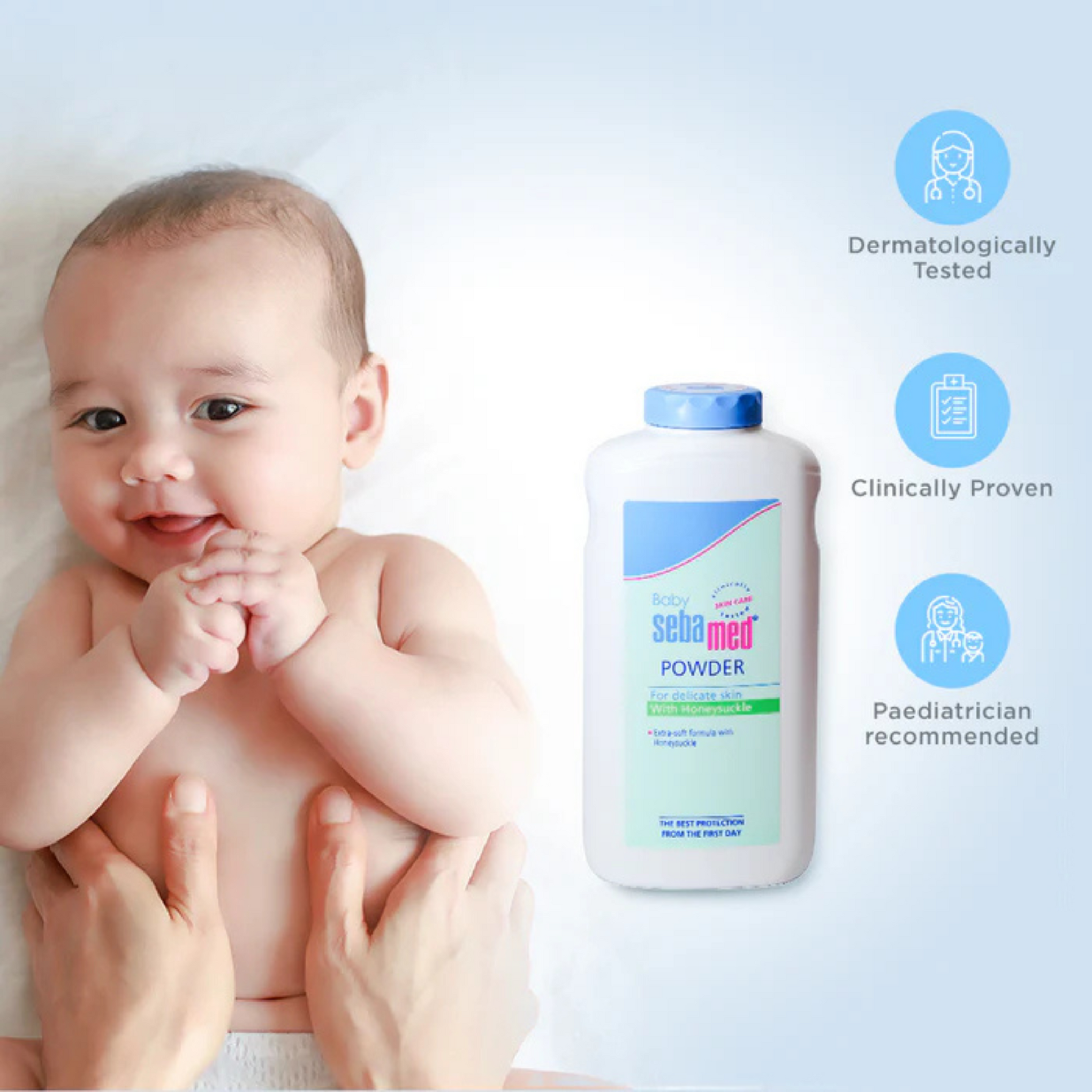 Sebamed Baby Powder with Honeysuckle 200 gm | Ideal for prickly heat | Keeps newborn’s skin fresh |