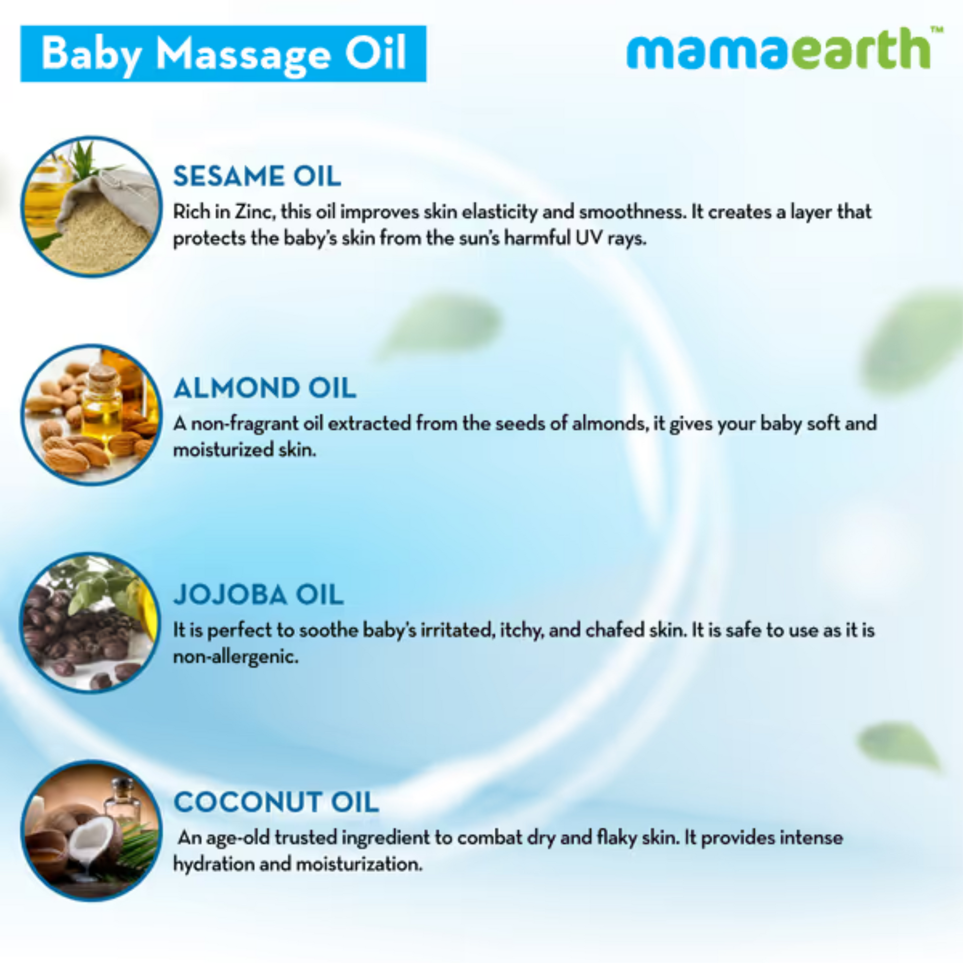 Mamaearth Soothing Massage Oil for Babies | Almond and Jojoba Oil, 0-5 Yrs,White)