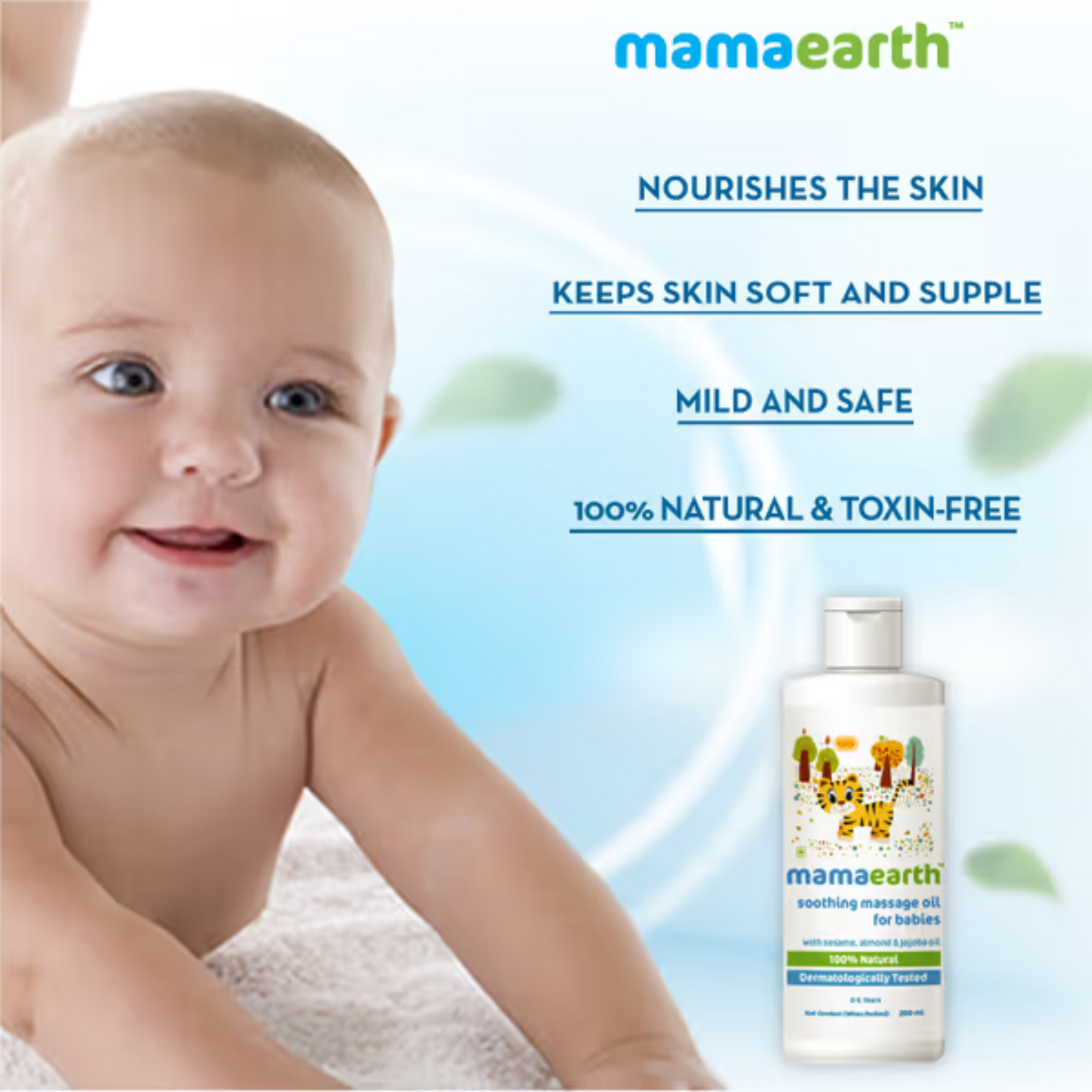 Mamaearth Soothing Massage Oil for Babies | Almond and Jojoba Oil, 0-5 Yrs,White)