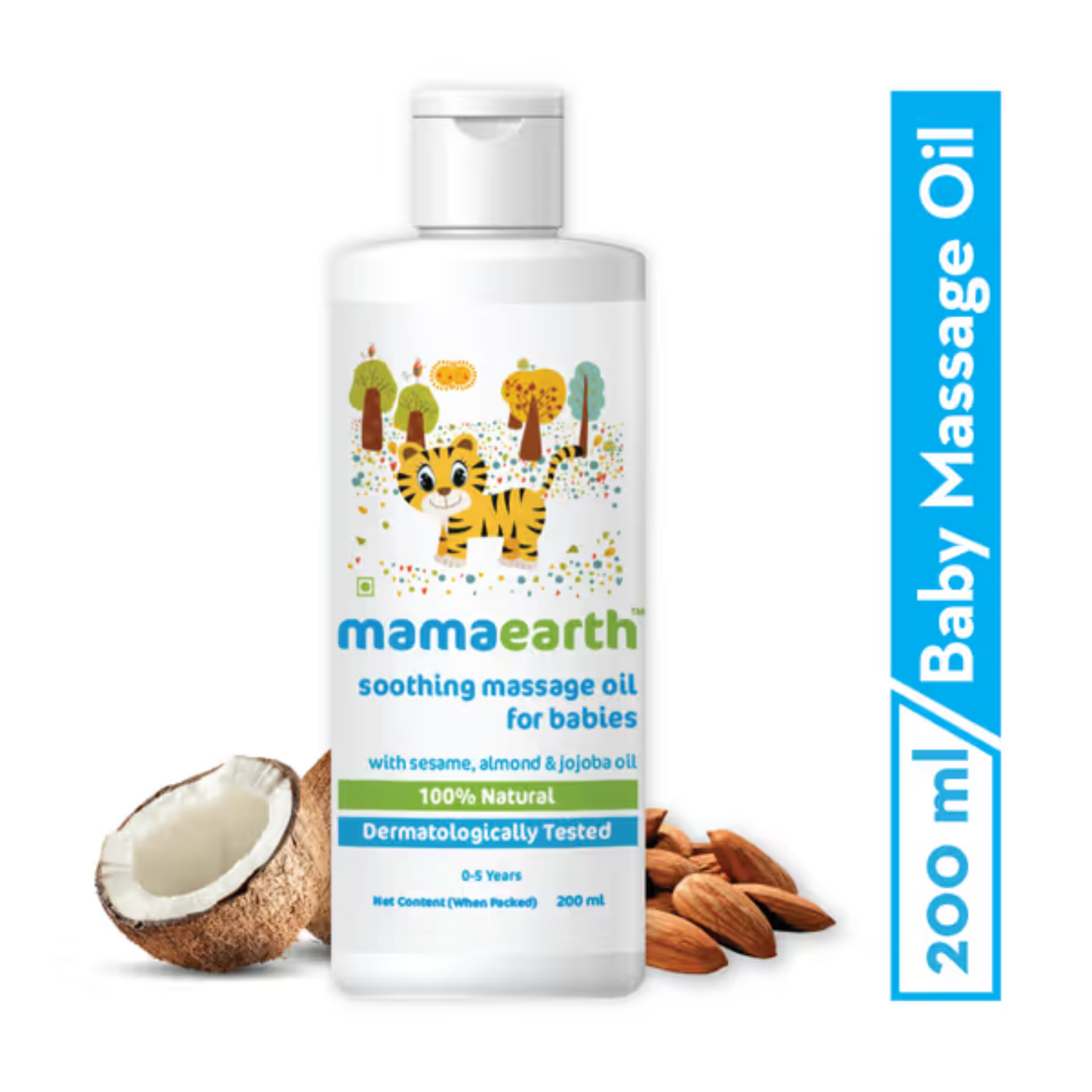 Mamaearth Soothing Massage Oil for Babies | Almond and Jojoba Oil, 0-5 Yrs,White)