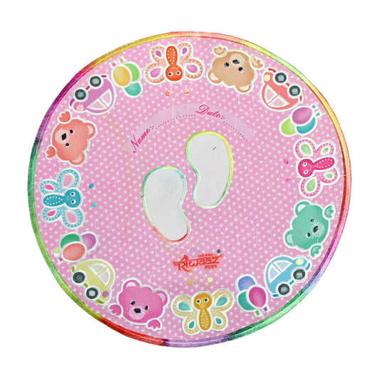 Smile Baby Born Babies Footprint Mat | Animal/Car Print Round Pink