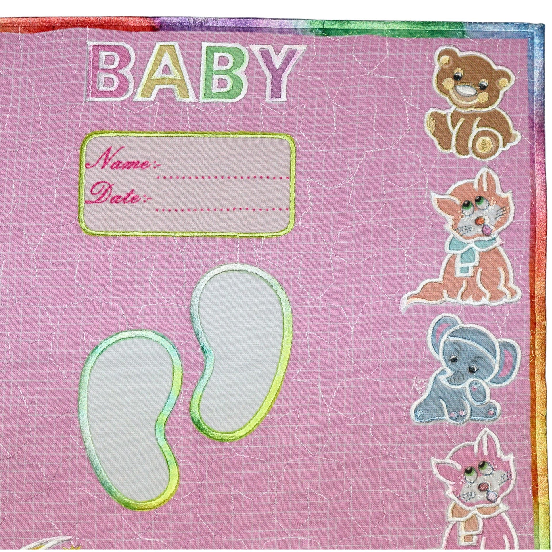 Smile Baby Born Babies Footprint Mat | Moon/Animal Print Square Pink