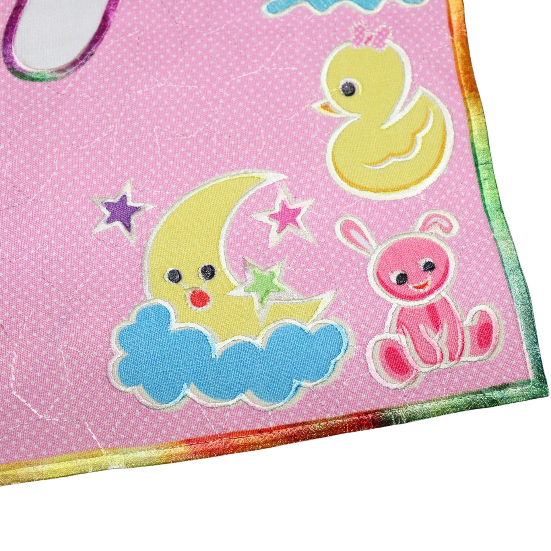 Smile Baby Born Babies Footprint Mat - Moon/Star Print Square Pink