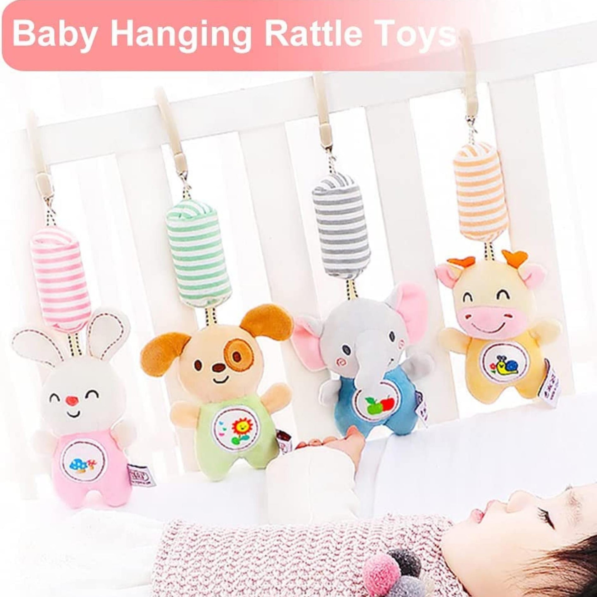 Smile Baby™ Infant Baby Crib & Stroller Plush Playing Toy Car Hanging Rattles (Elephant). Multicolor