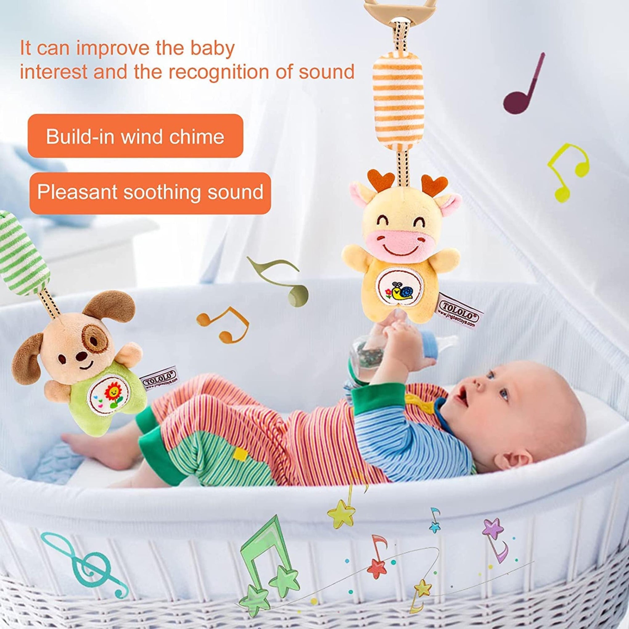 Smile Baby™ Infant Baby Crib & Stroller Plush Playing Toy Car Hanging Rattles (Deer) Multicolor