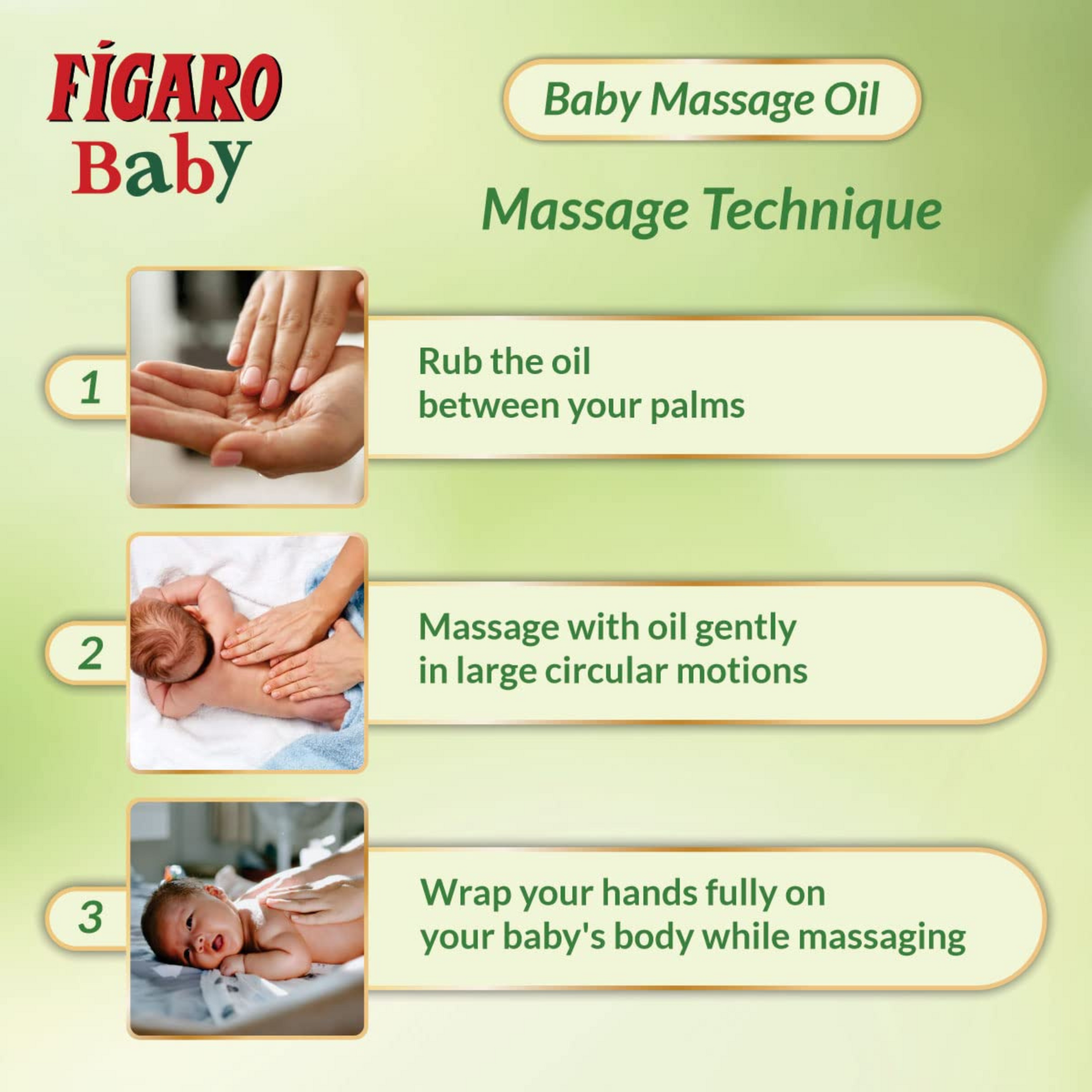 Figaro Baby Massage Oil With Goodness Of Natural Olive Oil Enriched With Vitamin E, Dermatologically Tested,