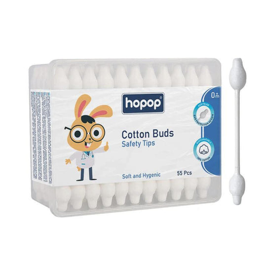 Hopop Cotton Buds | Baby Safety Tip Ear Cleaner Buds 55 Sticks/Pack (1002A)