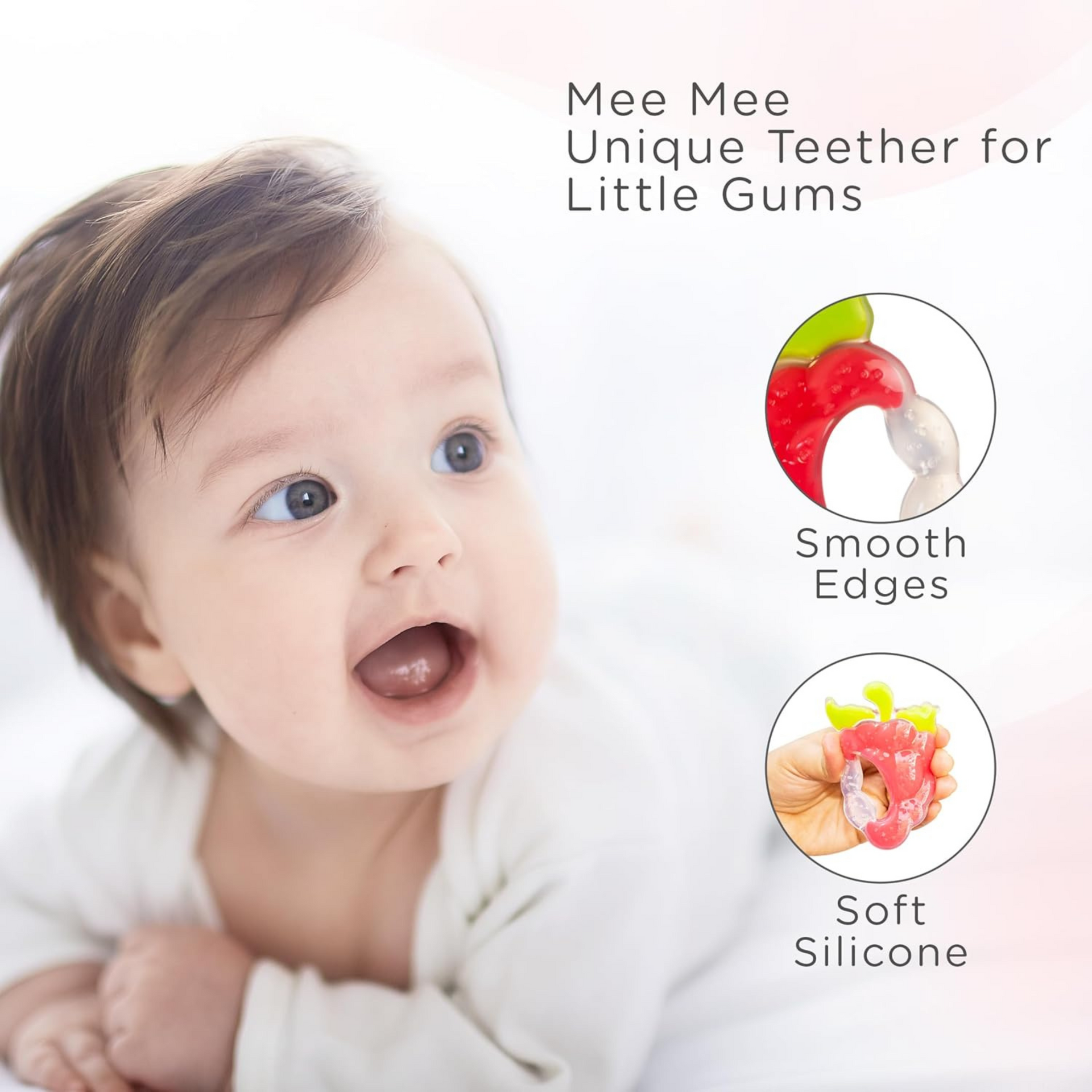 Mee Mee Multi-Textured Soft Silicone Teether, PinkGreen