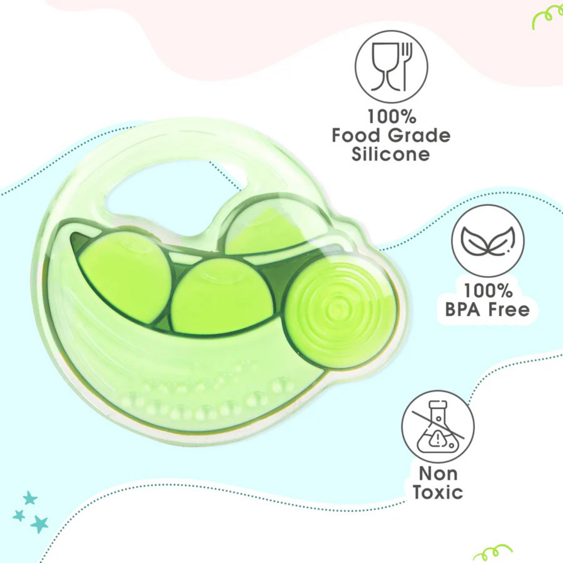 Multi-Textured Soft Silicone Teether | Bpa Free | Food Grade Silicone | Teething Toys For Babies And Infants | Suitable For Molar Teeth And Gums | (Green,3 Months +)