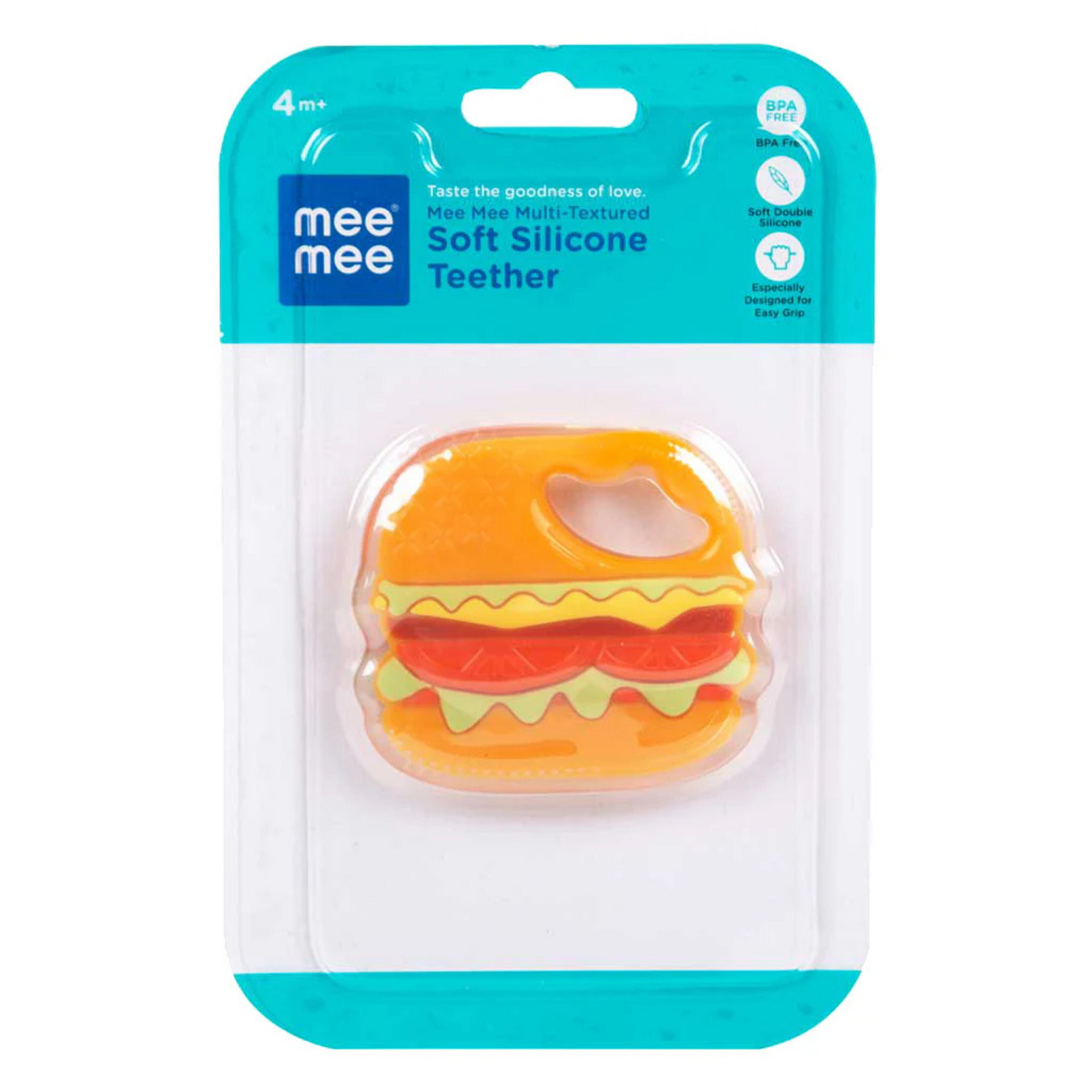 Mee Mee Multi-Textured Soft Silicone Teether (Orange) (MM-1480 F)