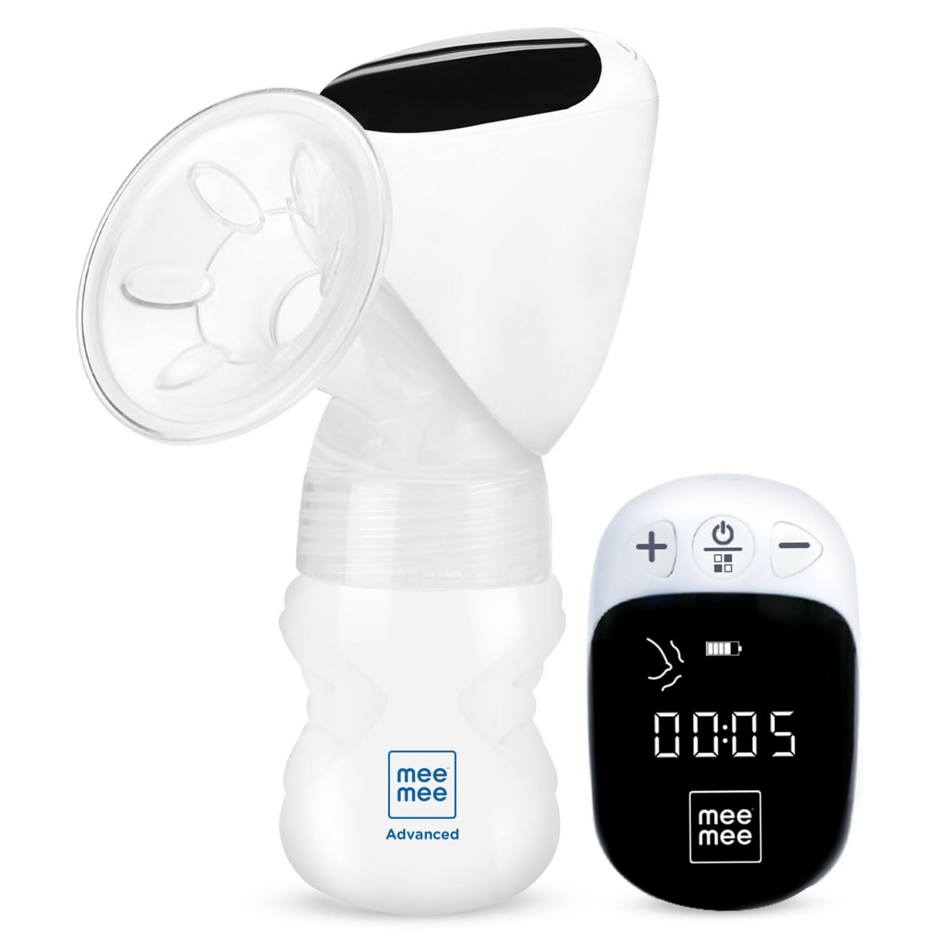 Mee Mee Advanced Digital Electric Breast Pump - 3 Modes for Gentle Massage, Effective Suction & Let-Down Stimulation - Ideal for Nursing & Breastfeeding - White