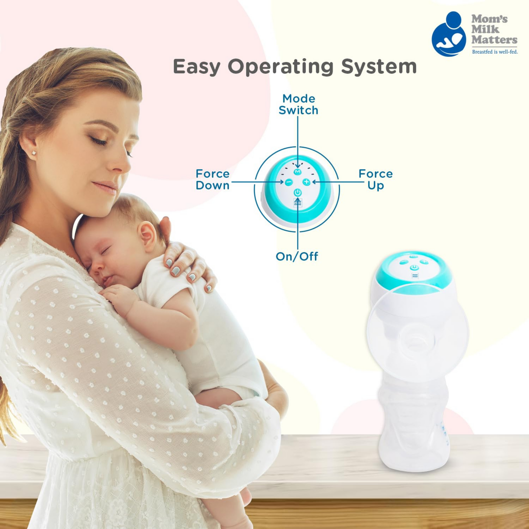 Mee Mee BPA Free Comfort Electrical Breast Pump, Soft silicone breast shield, Soothing Massage function, Easy to Carry and Clean for Nursing & Breast feeding Mothers With Dual Use Mothod (White)