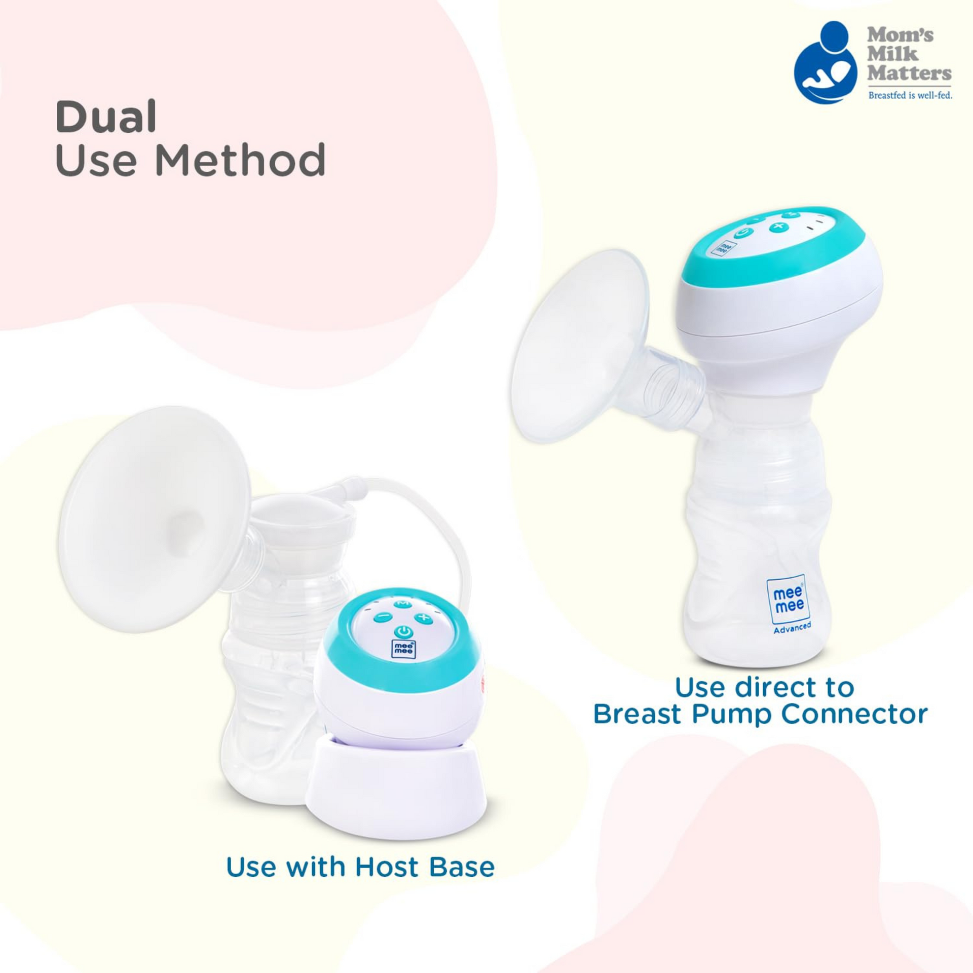 Mee Mee BPA Free Comfort Electrical Breast Pump, Soft silicone breast shield, Soothing Massage function, Easy to Carry and Clean for Nursing & Breast feeding Mothers With Dual Use Mothod (White)