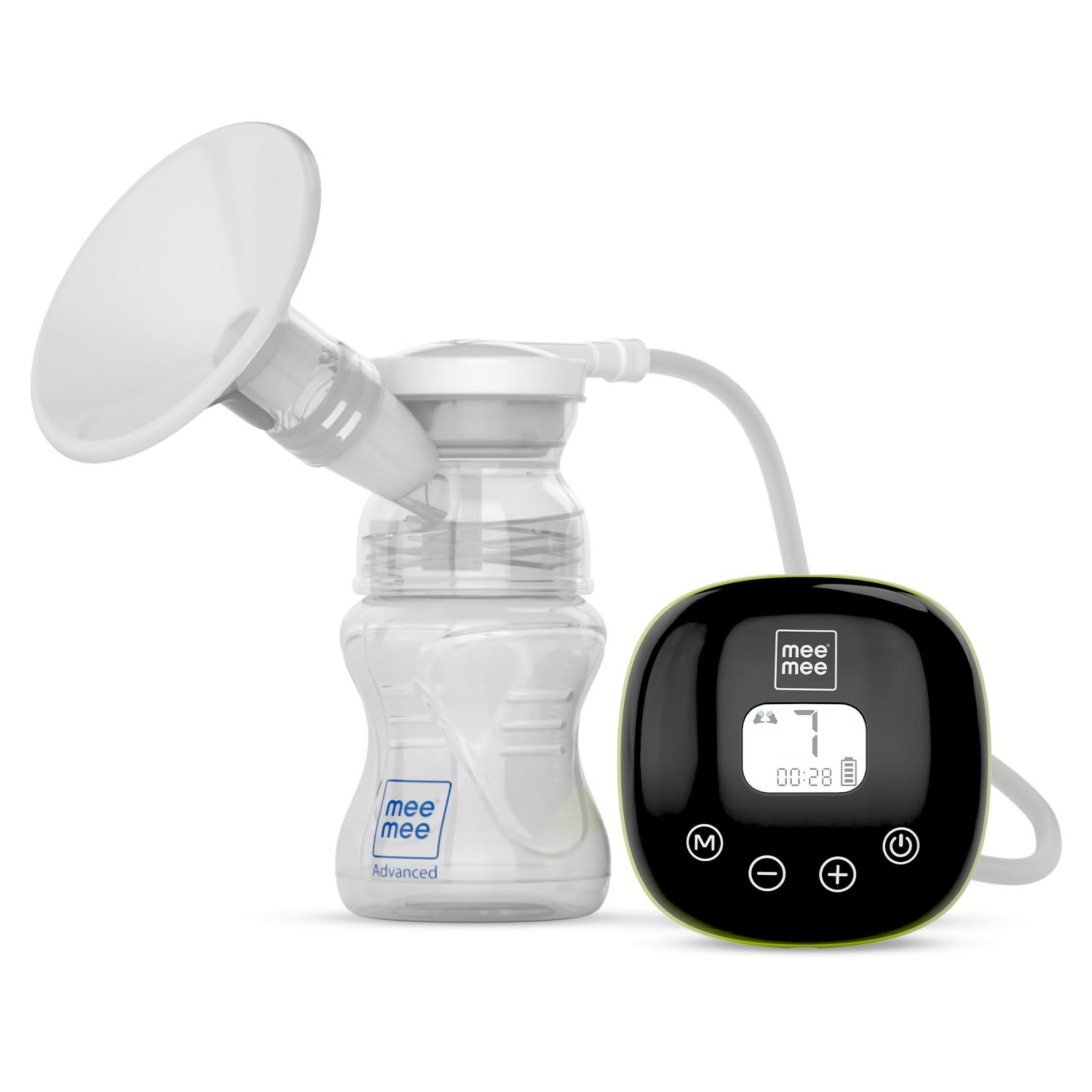 Mee Mee Advanced Digital Electric Breast Pump with 3 Modes Massage, Suction & Let-Down For Nursing & Breast feeding Mothers, USB Cable, Soft Silicon Breast Shield (White)