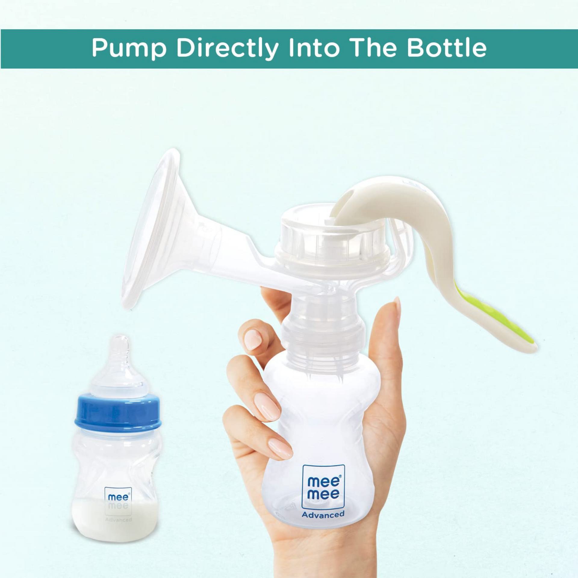 Mee Mee Manual Breast Pump 150 ML | Breast pump for feeding mothers | BPA-Free, Soft Silicone Shield | Portable & Easy to Clean with Overflow Preventer Silica Gel Cup