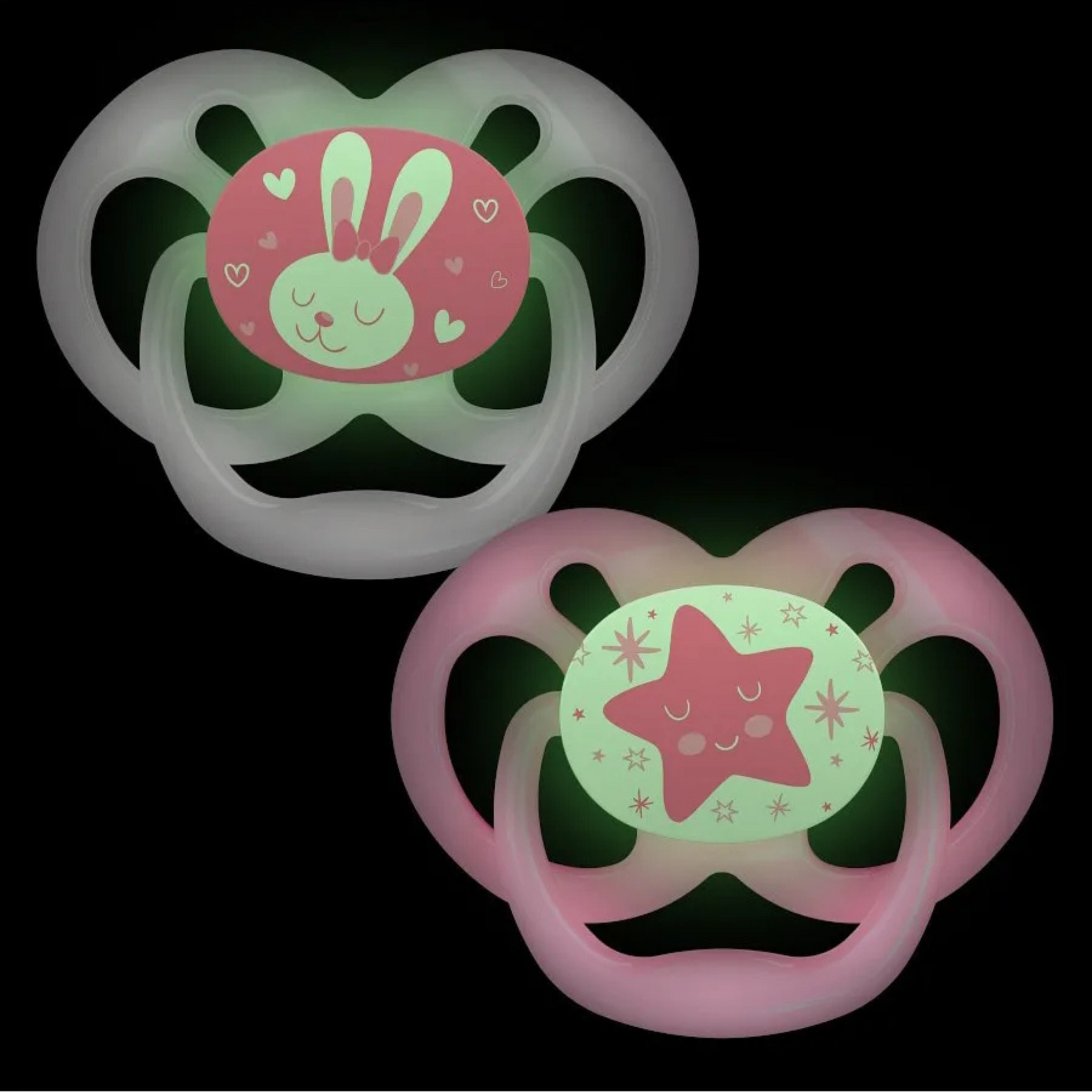 Dr. Brown's Advantage Pacifiers Stage 2 Glow in the Dark Pack of 2 - Pink