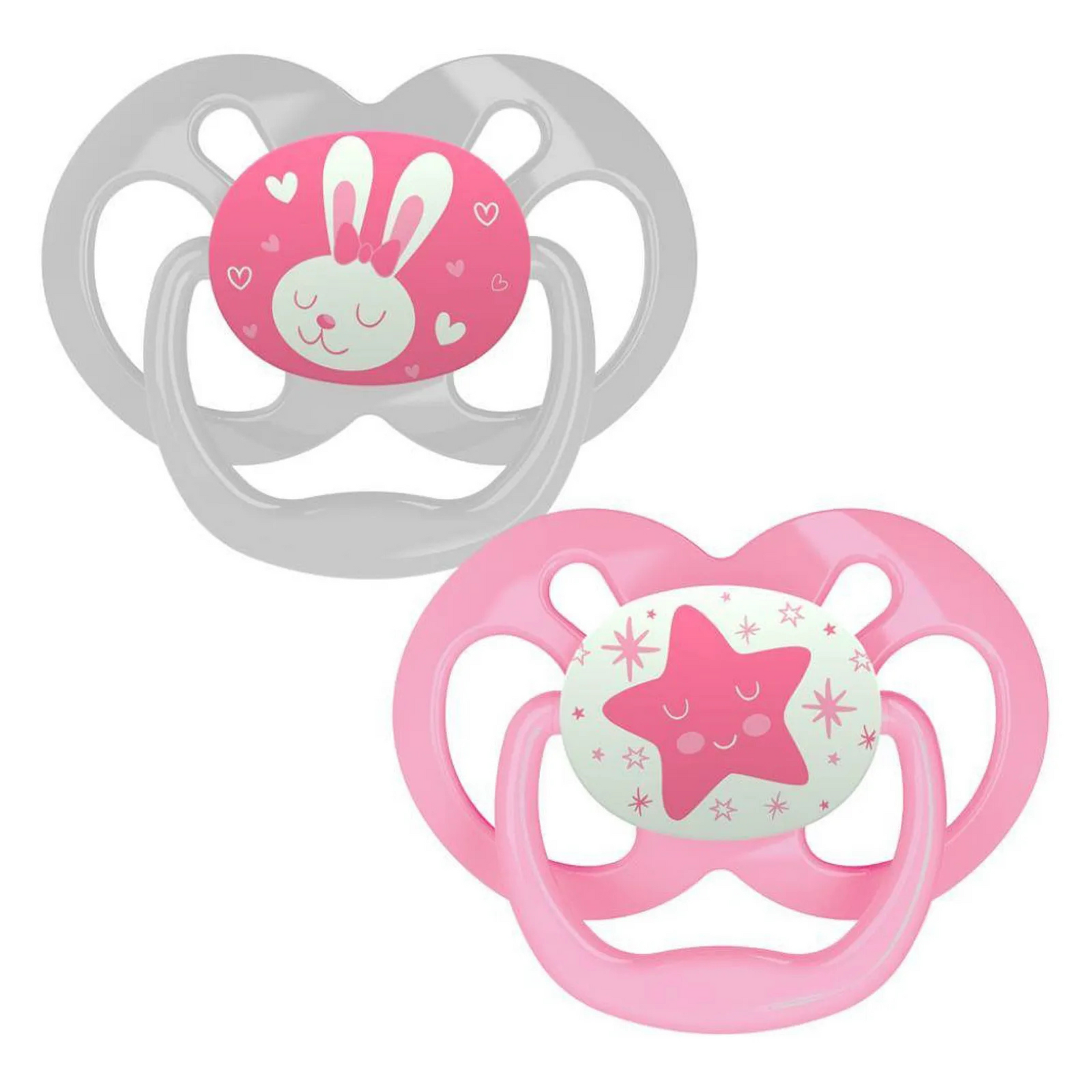 Dr. Brown's Advantage Pacifiers Stage 2 Glow in the Dark Pack of 2 - Pink