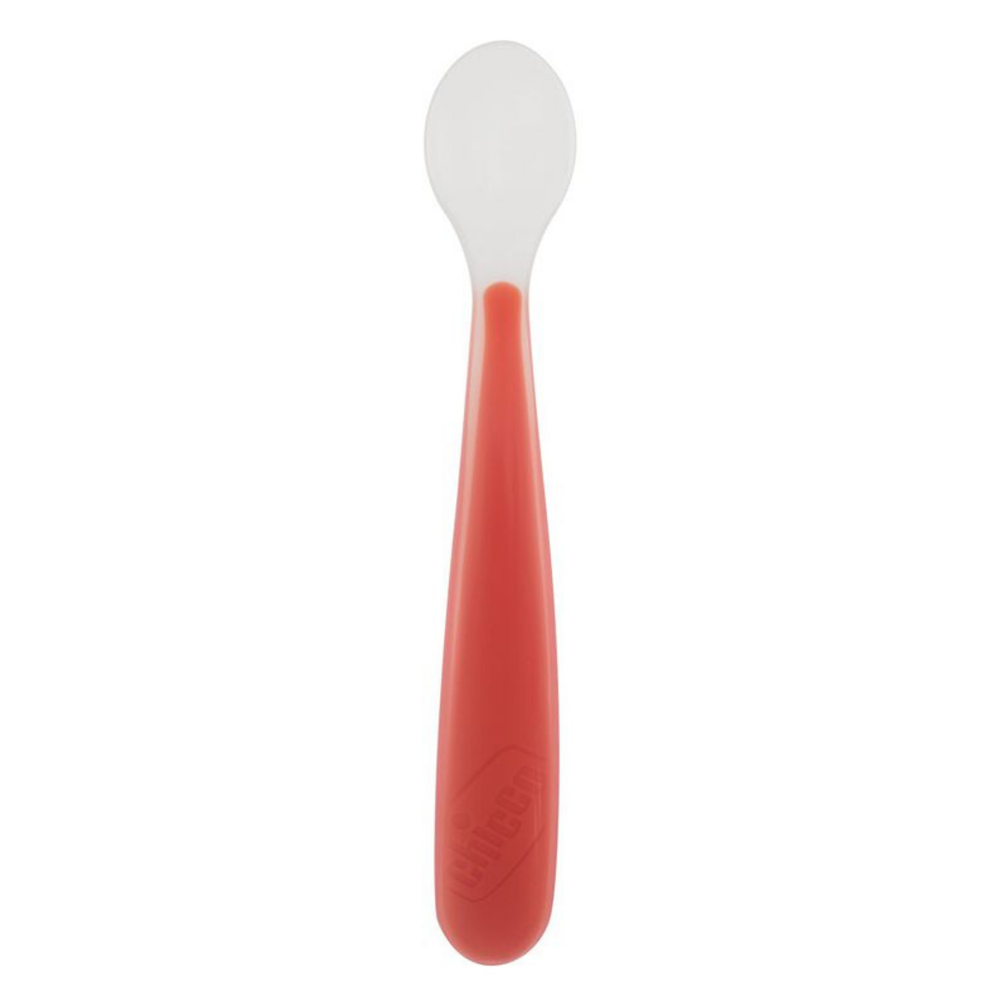 Chicco Baby Spoon with Soft Silicone Tip, For Self Feeding (6+ months) | Made Practical for Training Babies (Red)