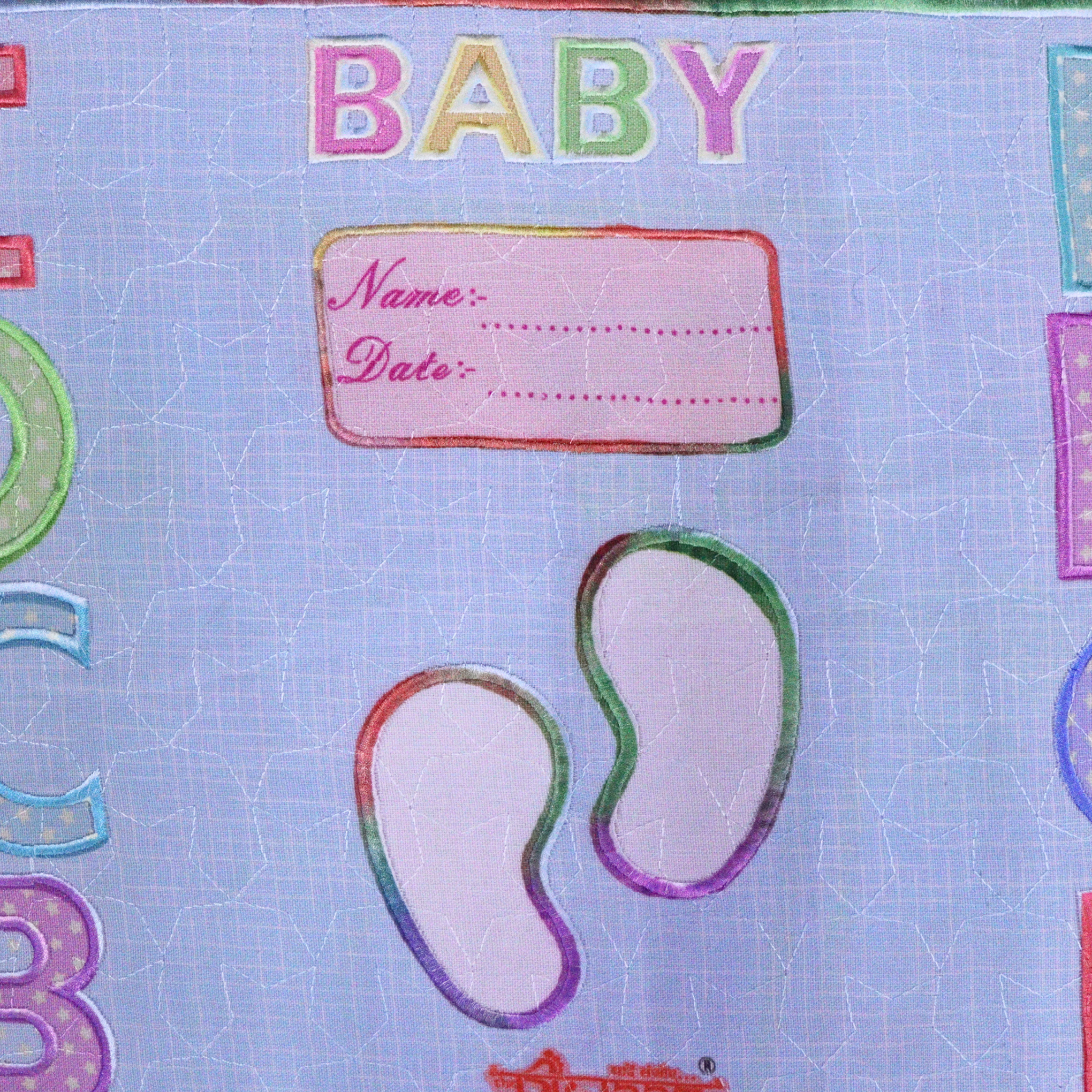 Smile Baby Born Babies Footprint Mat | ABCDE Print Square Blue