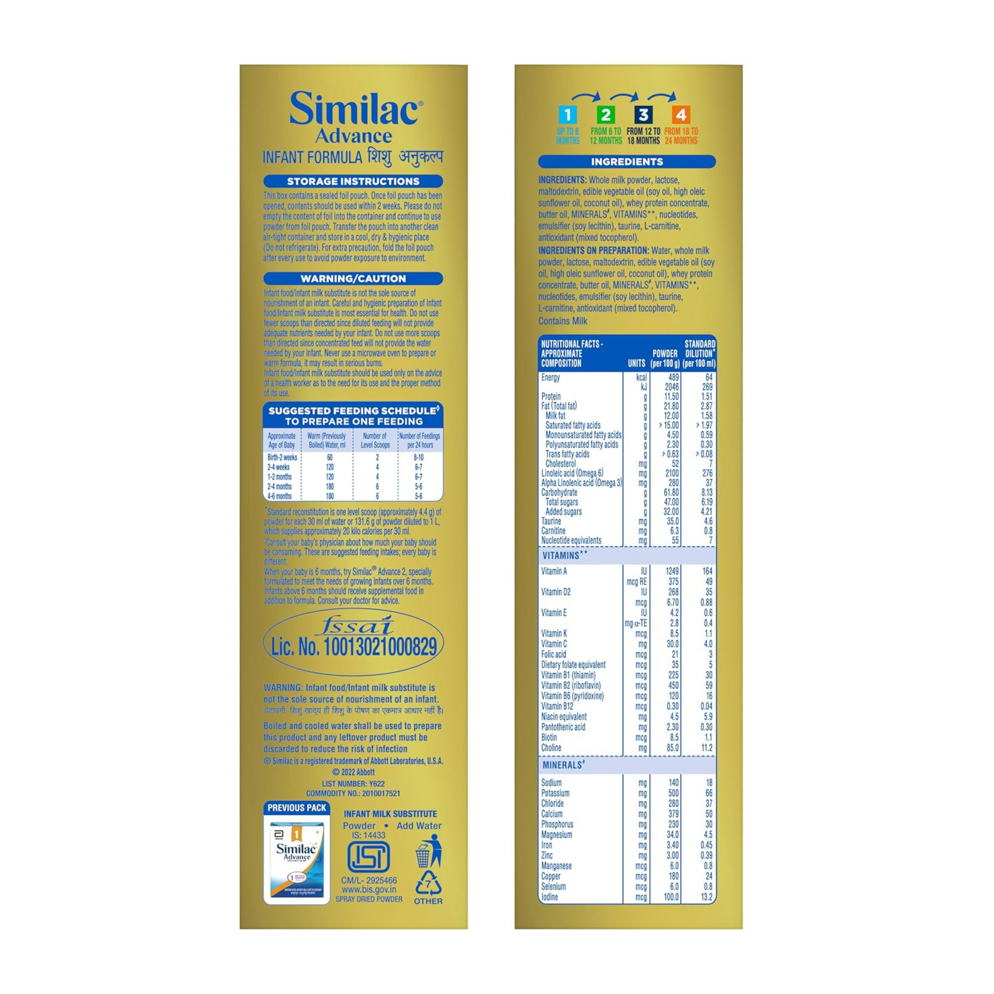 Similac Advance Stage 1 Infant Formula, Up to 6 Months, 400g Box, with Immunity Building Nucleotides at TPAN level, Powder
