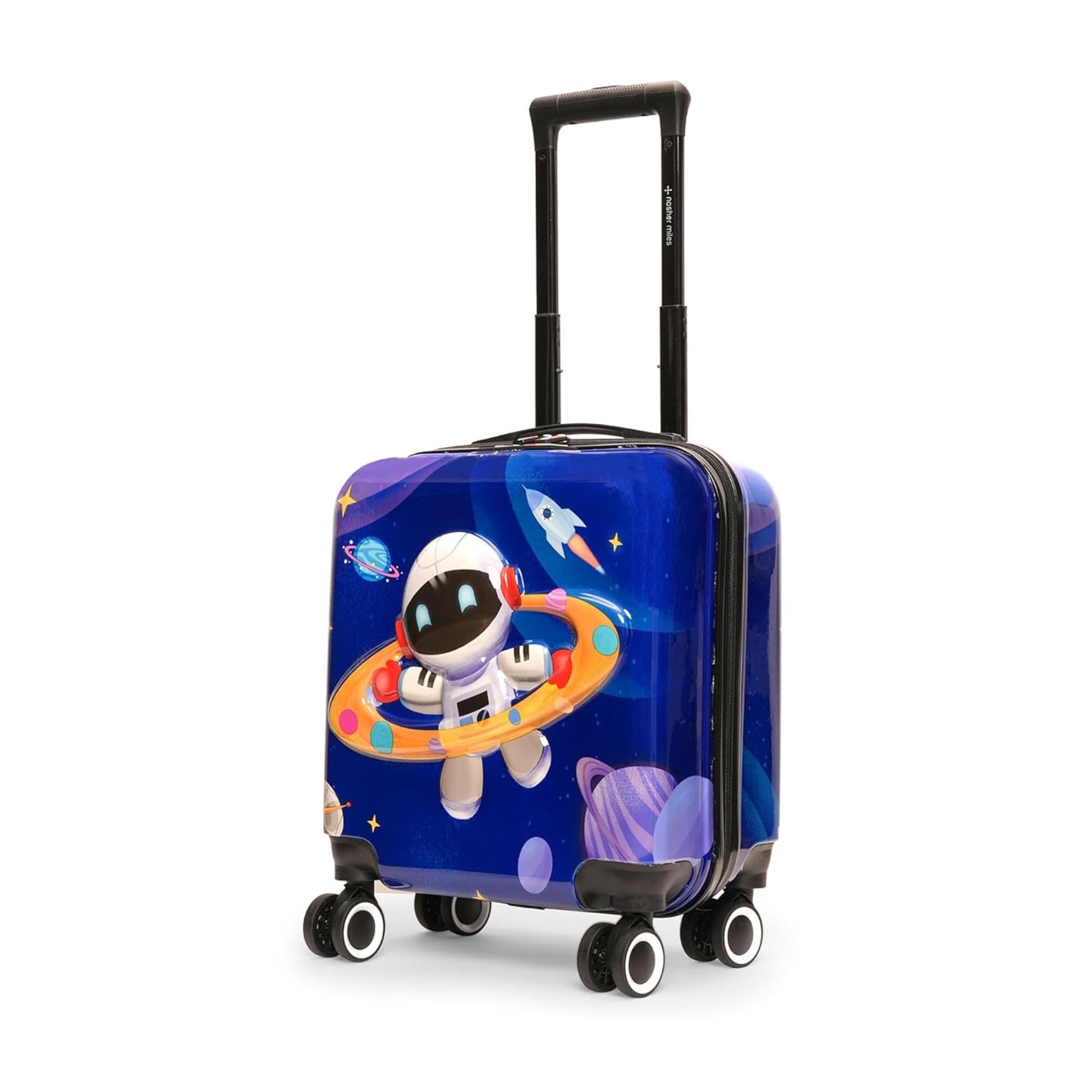 SMILE BABY Tic Tac Toe Polycarbonate Hard-Sided Cabin Luggage for Kids Blue 44cm|17inch Kids Trolley Bag |Occupation Astronaut