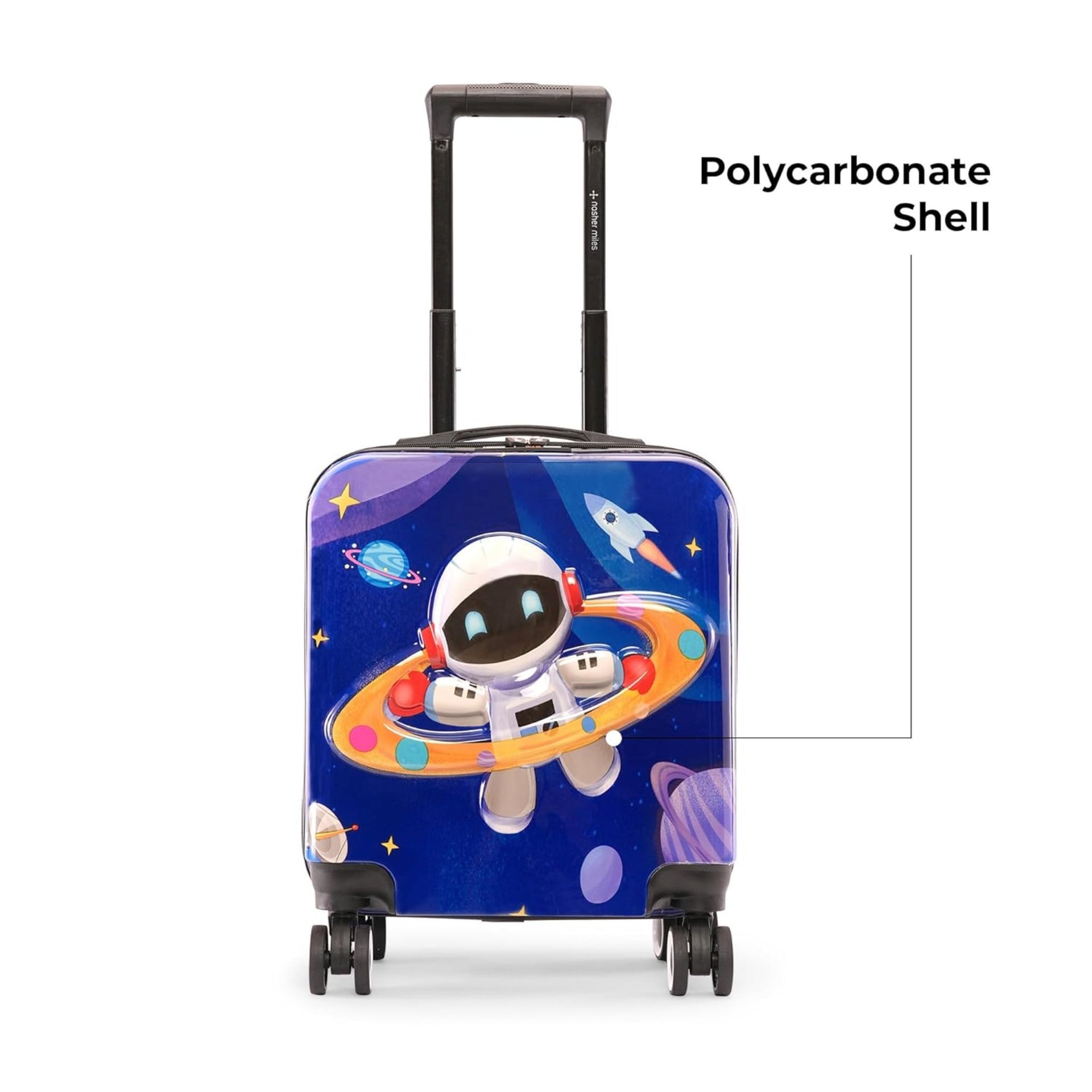 SMILE BABY Tic Tac Toe Polycarbonate Hard-Sided Cabin Luggage for Kids Blue 44cm|17inch Kids Trolley Bag |Occupation Astronaut