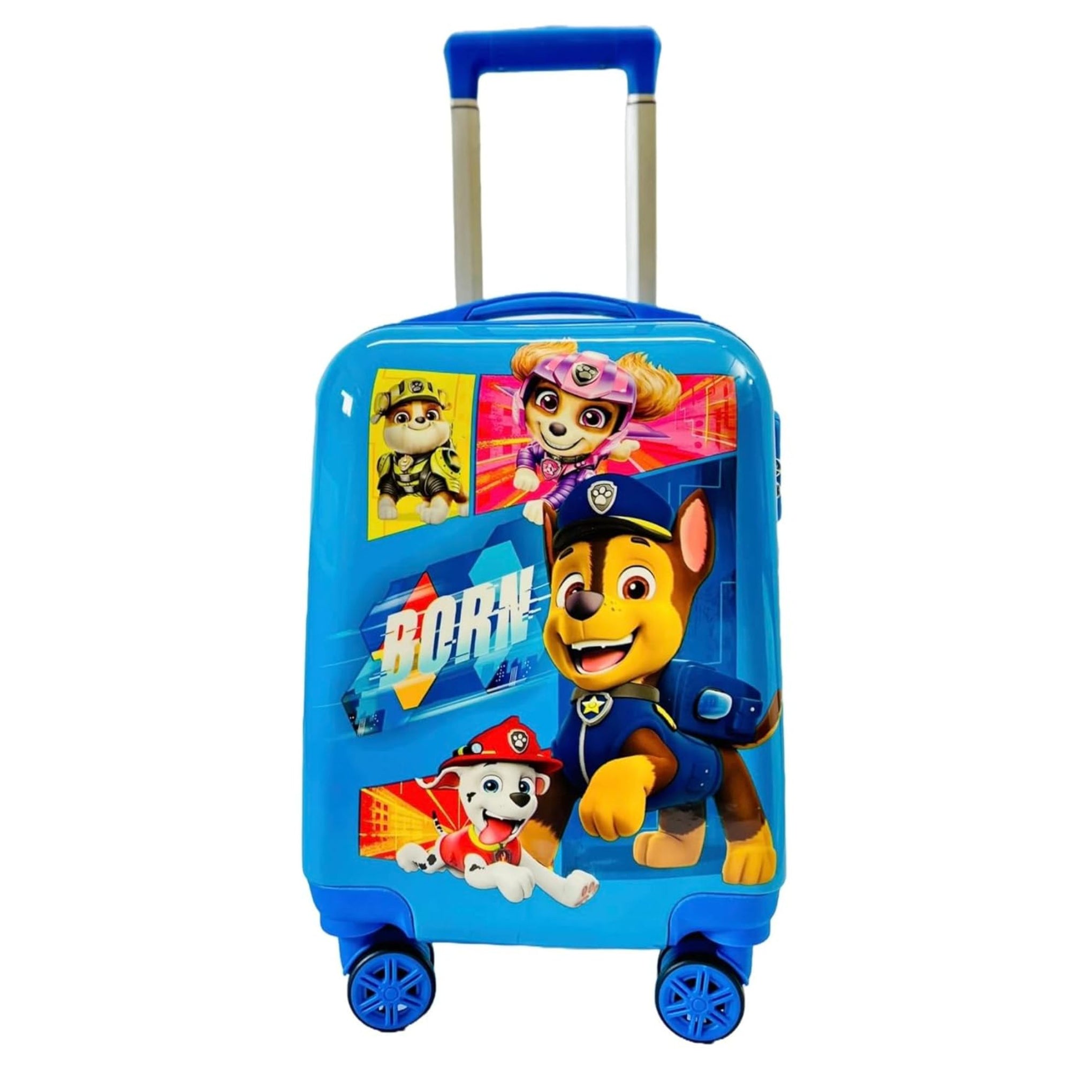 SMILE BABY  Kid's Trolley 360 Rotating Carry On Luggage Wheels Non-Breakable Limited Edition Paw Patrol 16 Inch Inch Kids Rolling Suitcase with 4 Wheel Travel Trolley Bag Case(Sky Blue Paw Patrol)