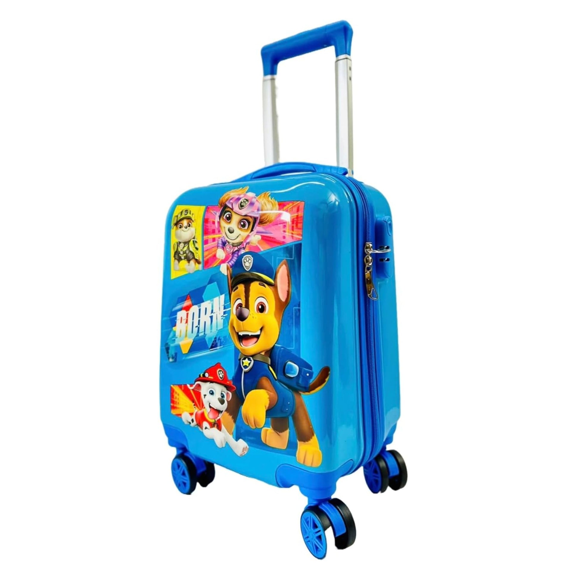 SMILE BABY  Kid's Trolley 360 Rotating Carry On Luggage Wheels Non-Breakable Limited Edition Paw Patrol 16 Inch Inch Kids Rolling Suitcase with 4 Wheel Travel Trolley Bag Case(Sky Blue Paw Patrol)