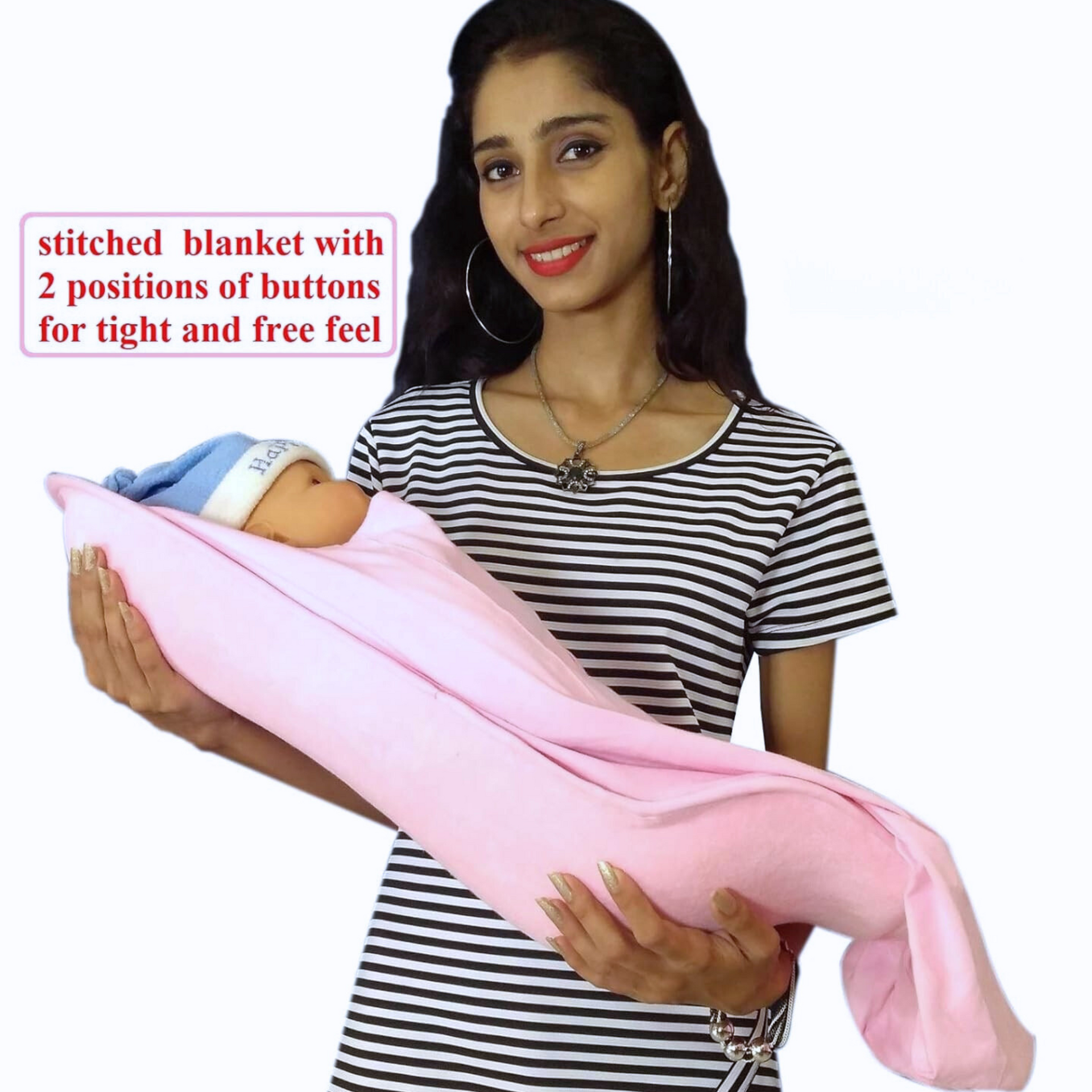 Hoopa Cotton 2-in-1 Hooded Feeding Pillow Pink | Feeding Pillow with Cover | Nursing Pad with Baby Cover Baby Carrier, Reclined Carrier, Infant Carrier