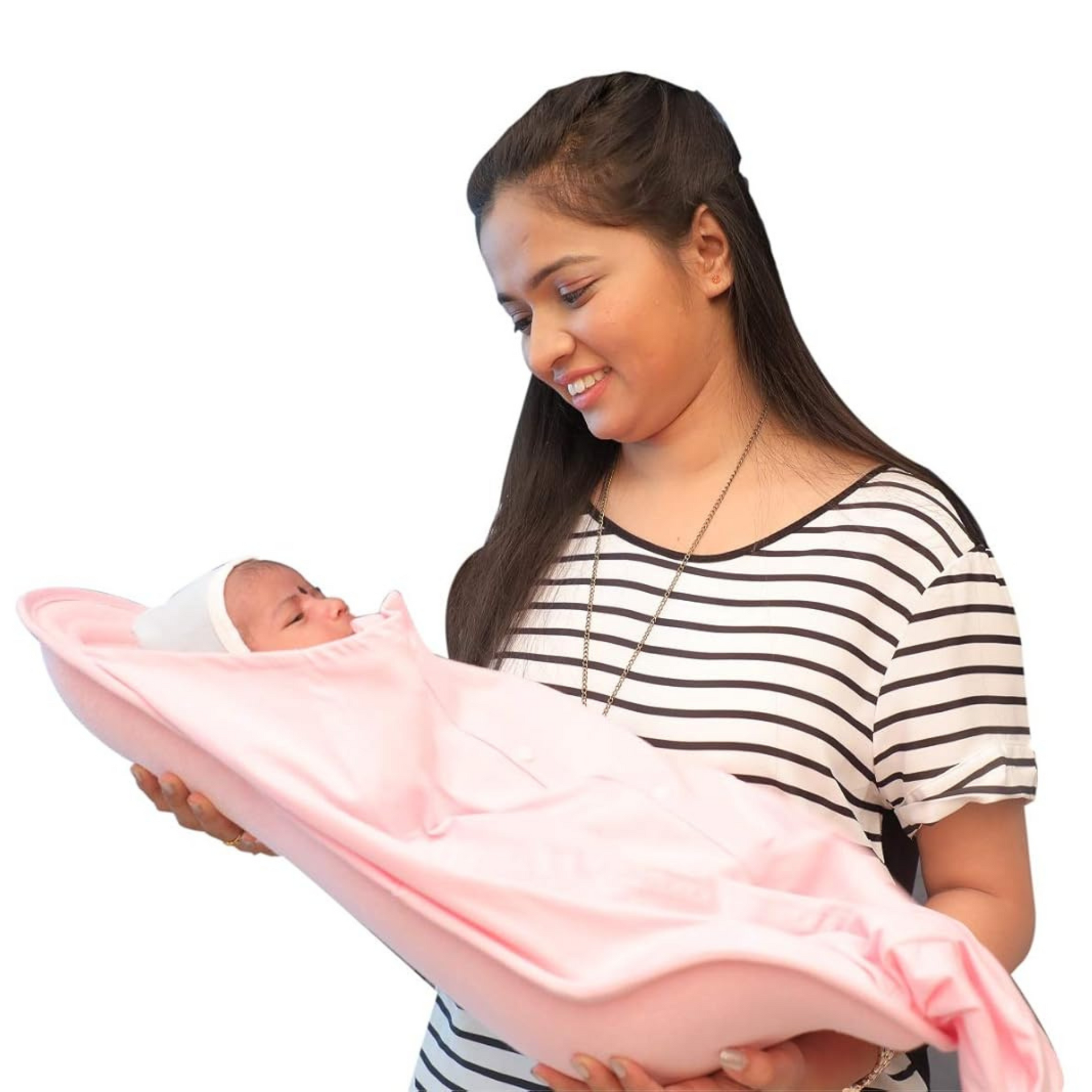 Hoopa Cotton 2-in-1 Hooded Feeding Pillow Pink | Feeding Pillow with Cover | Nursing Pad with Baby Cover Baby Carrier, Reclined Carrier, Infant Carrier