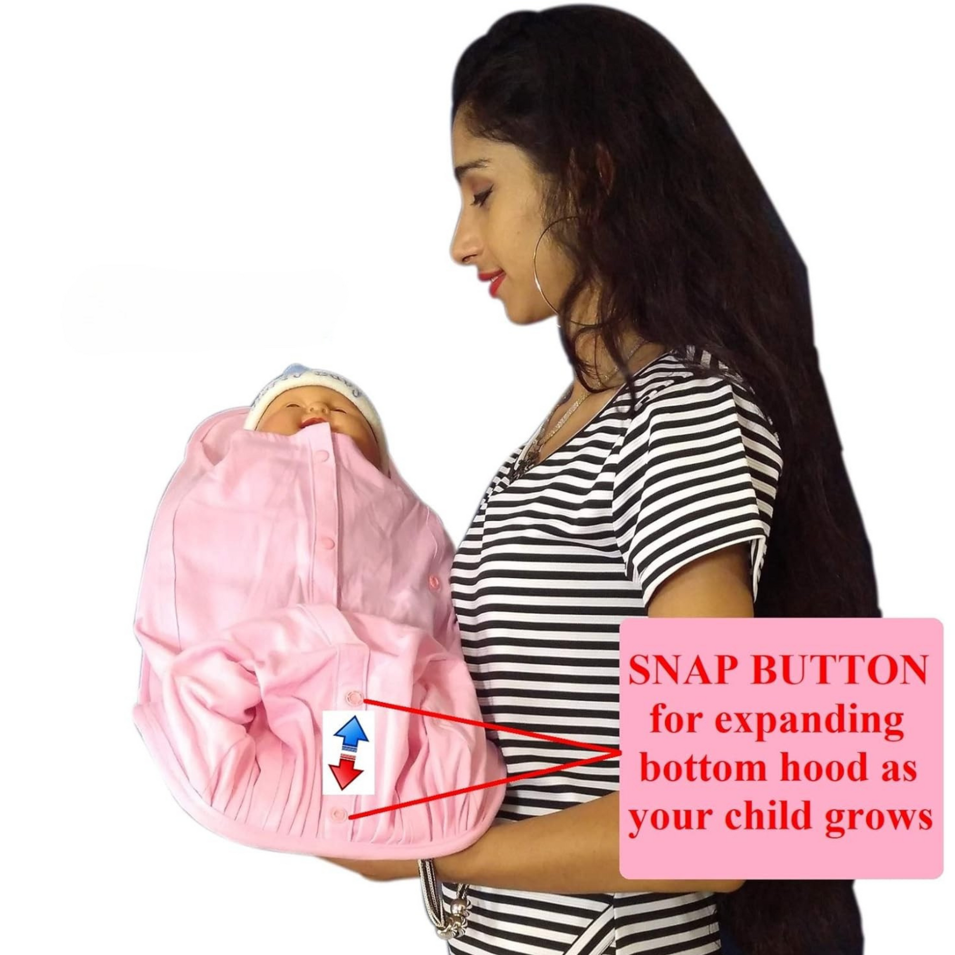 Hoopa Cotton 2-in-1 Hooded Feeding Pillow Pink | Feeding Pillow with Cover | Nursing Pad with Baby Cover Baby Carrier, Reclined Carrier, Infant Carrier