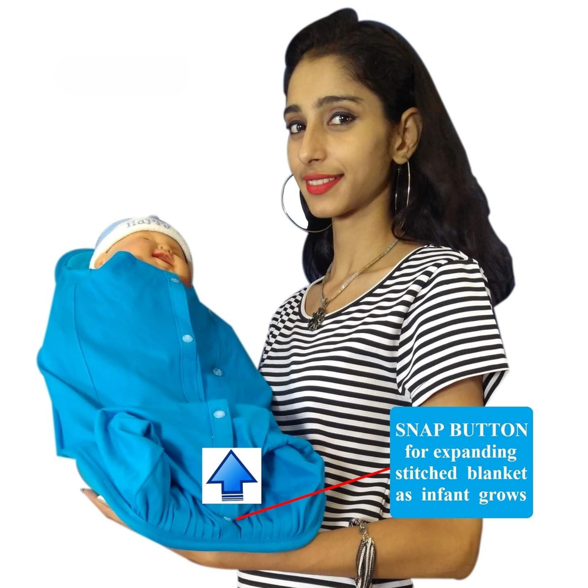 Hoopa Cotton 2-in-1 Hooded Feeding Pillow R.Blue | Feeding Pillow with Cover | Nursing Pad with Baby Cover Baby Carrier, Reclined Carrier, Infant Carrier