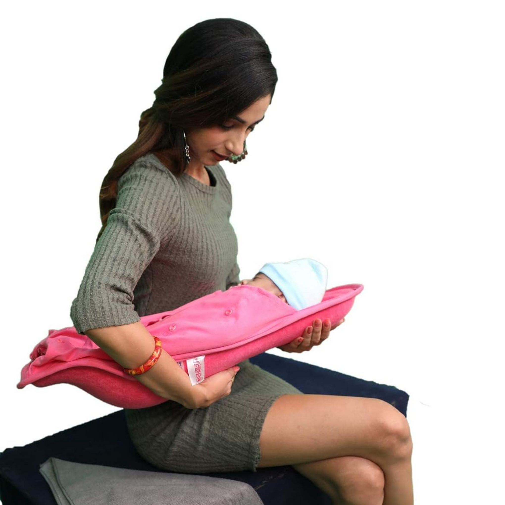 Hoopa Cotton 2-in-1 Hooded Feeding Pillow Rani | Feeding Pillow with Cover | Nursing Pad with Baby Cover Baby Carrier, Reclined Carrier, Infant Carrier