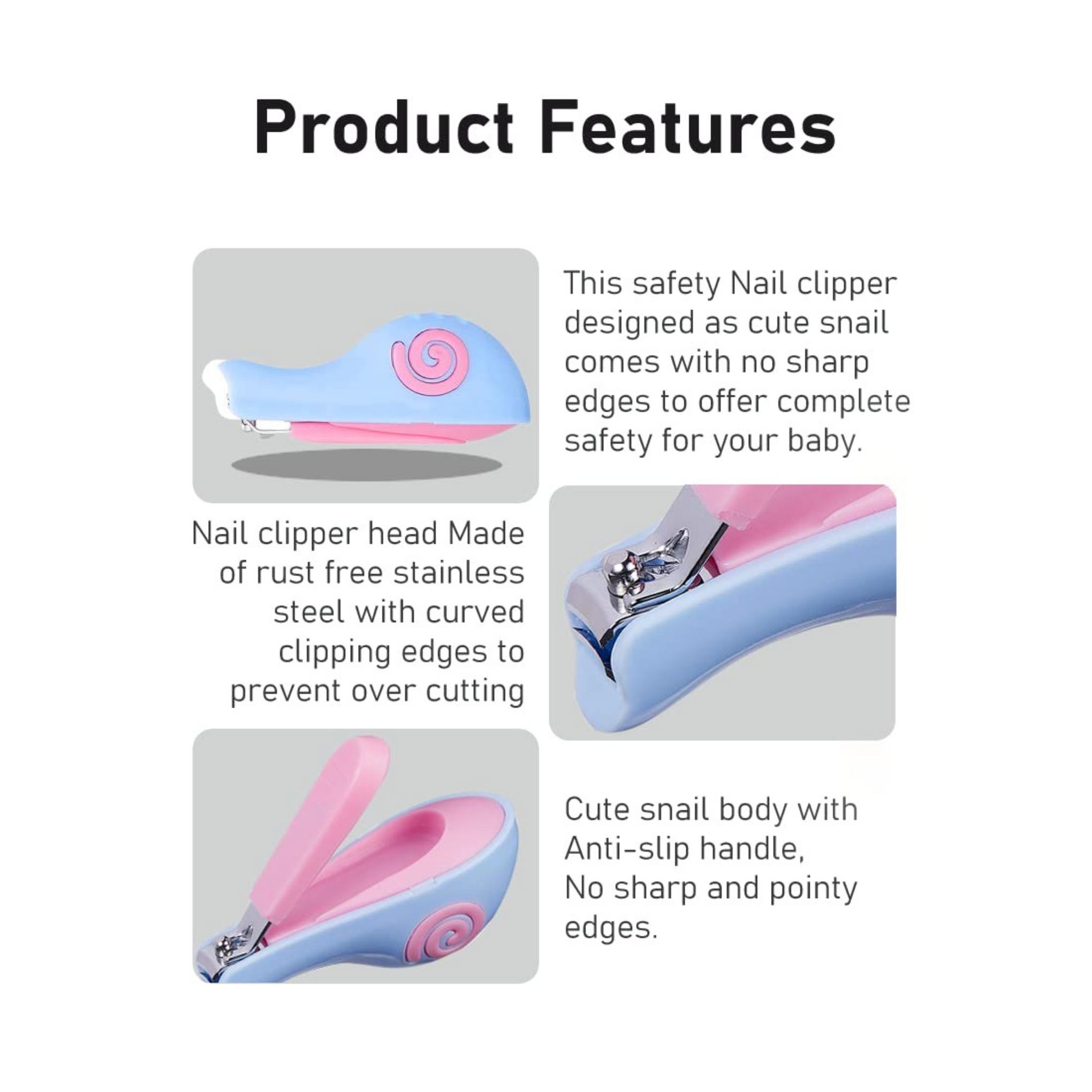 Buddsbuddy BPA Free XOXO Safety Nail Clipper for New Born Baby with Rounded Design