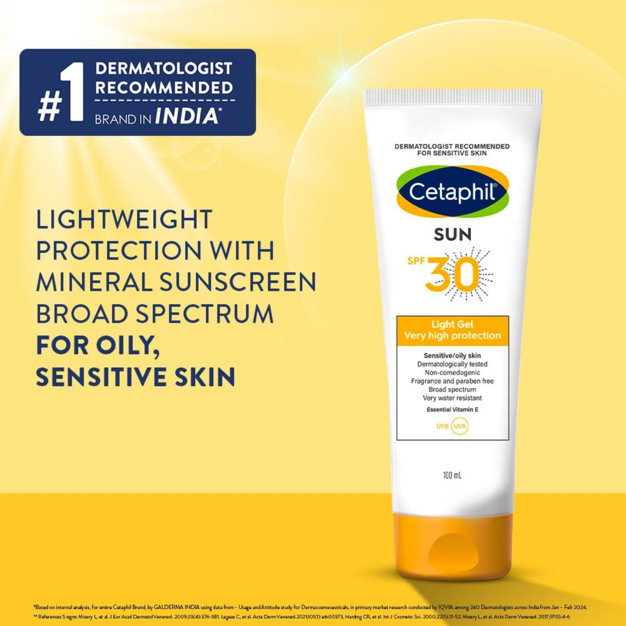 Cetaphil Sun Spf 30 Sunscreen Gel, White, Hydrate & Nourish With Chemical Free Sun Protection.