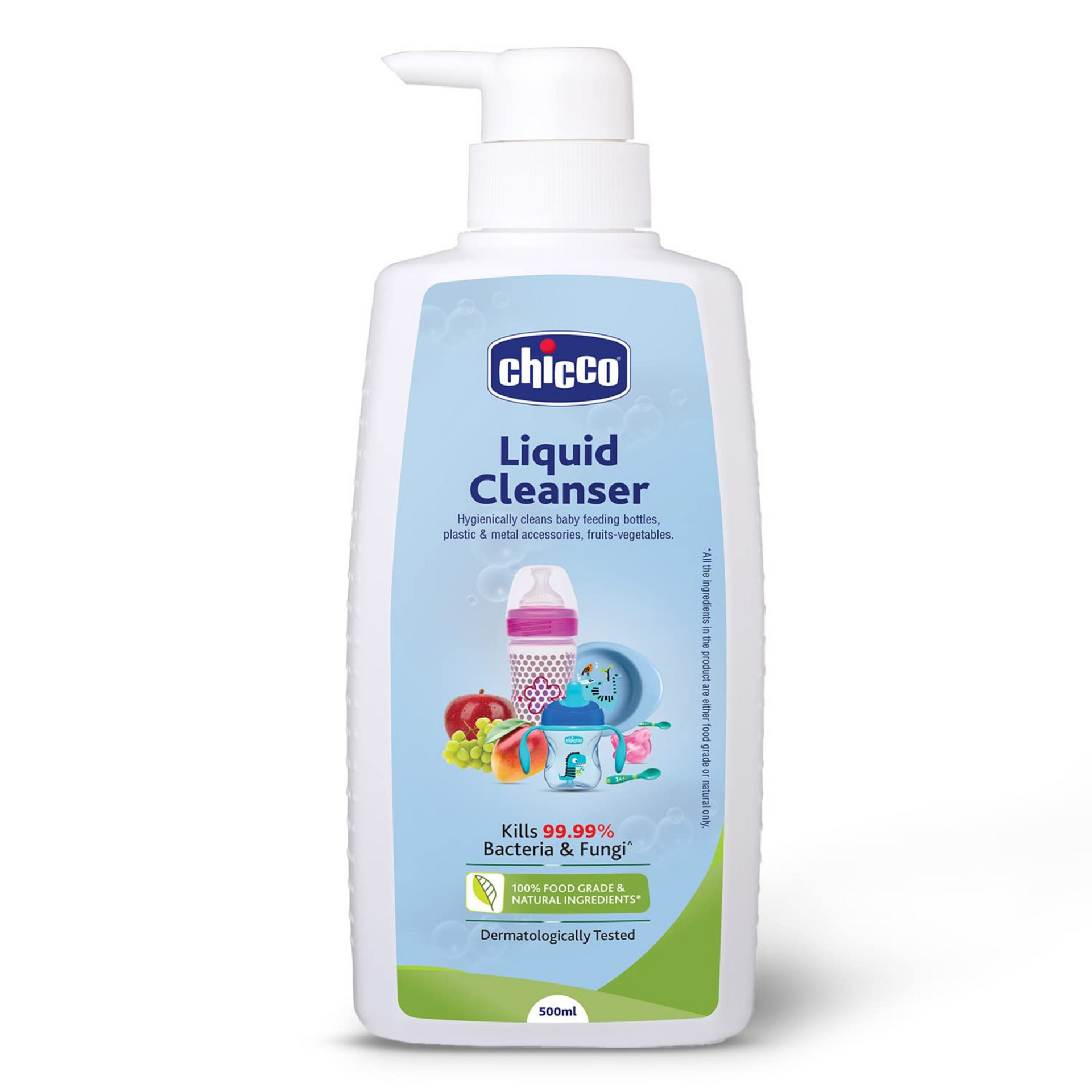 Chicco Liquid Cleanser, | Wash for Feeding Bottle, Accessories, Fruits & Vegetables | 100% Food Grade & Natural Ingredients | Kills 99.99% Bacteria & Fungi | Baby Safe, Dermatologically tested