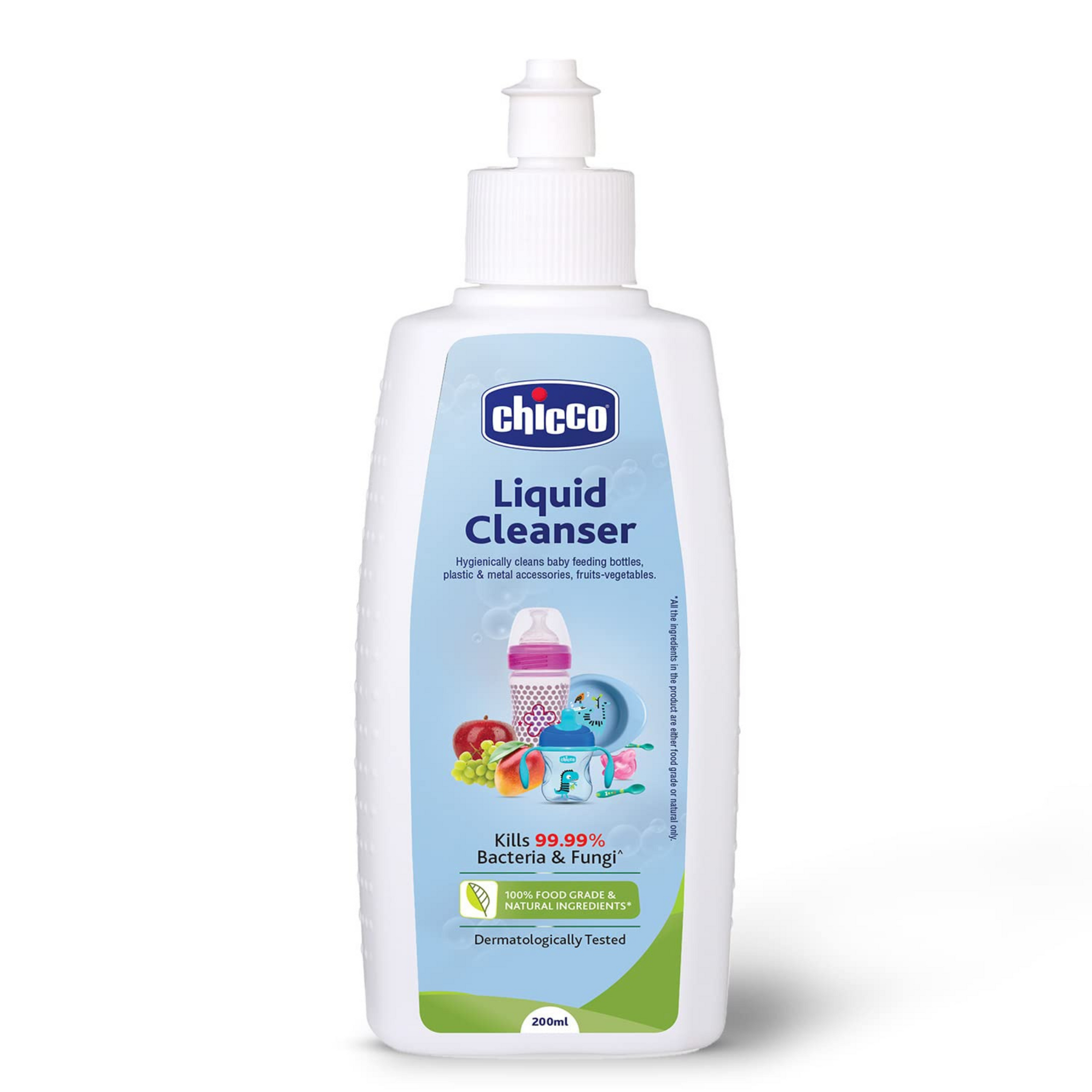 Chicco Liquid Cleanser, | Wash for Feeding Bottle, Accessories, Fruits & Vegetables | 100% Food Grade & Natural Ingredients | Kills 99.99% Bacteria & Fungi | Baby Safe, Dermatologically tested